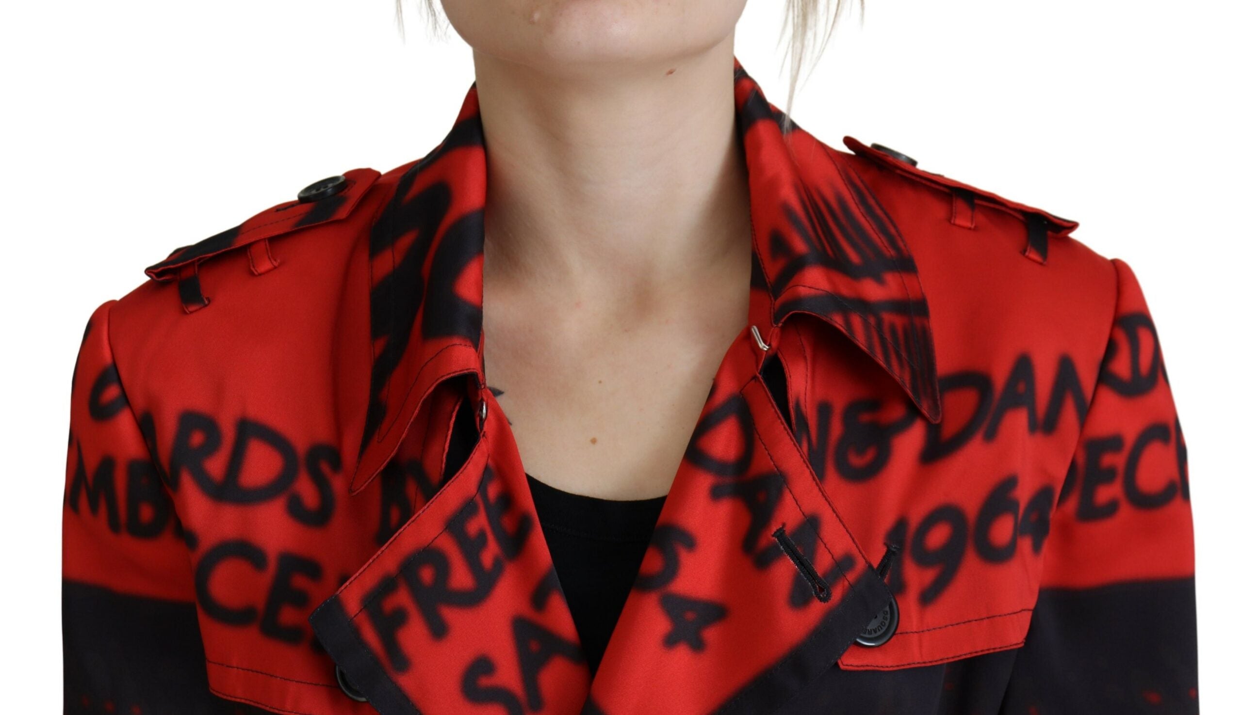 Rode Desigual jas met kraag en print