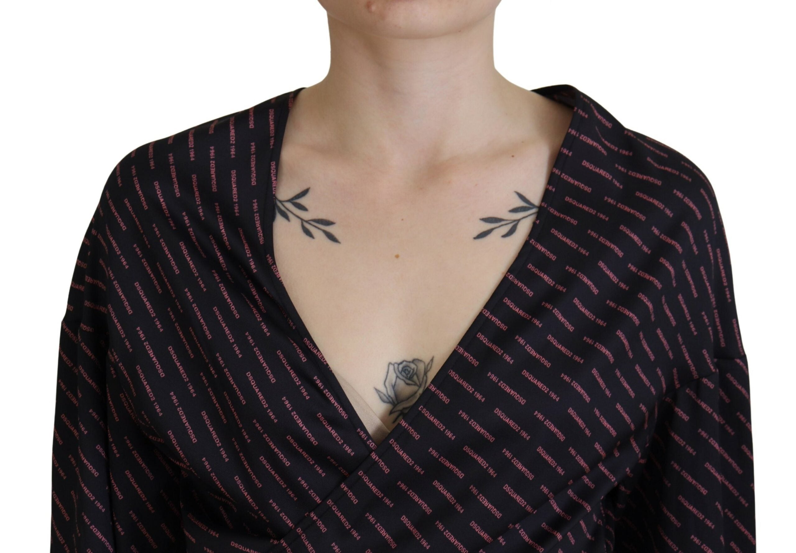 Zwarte polyester cropped blousetop met logoprint