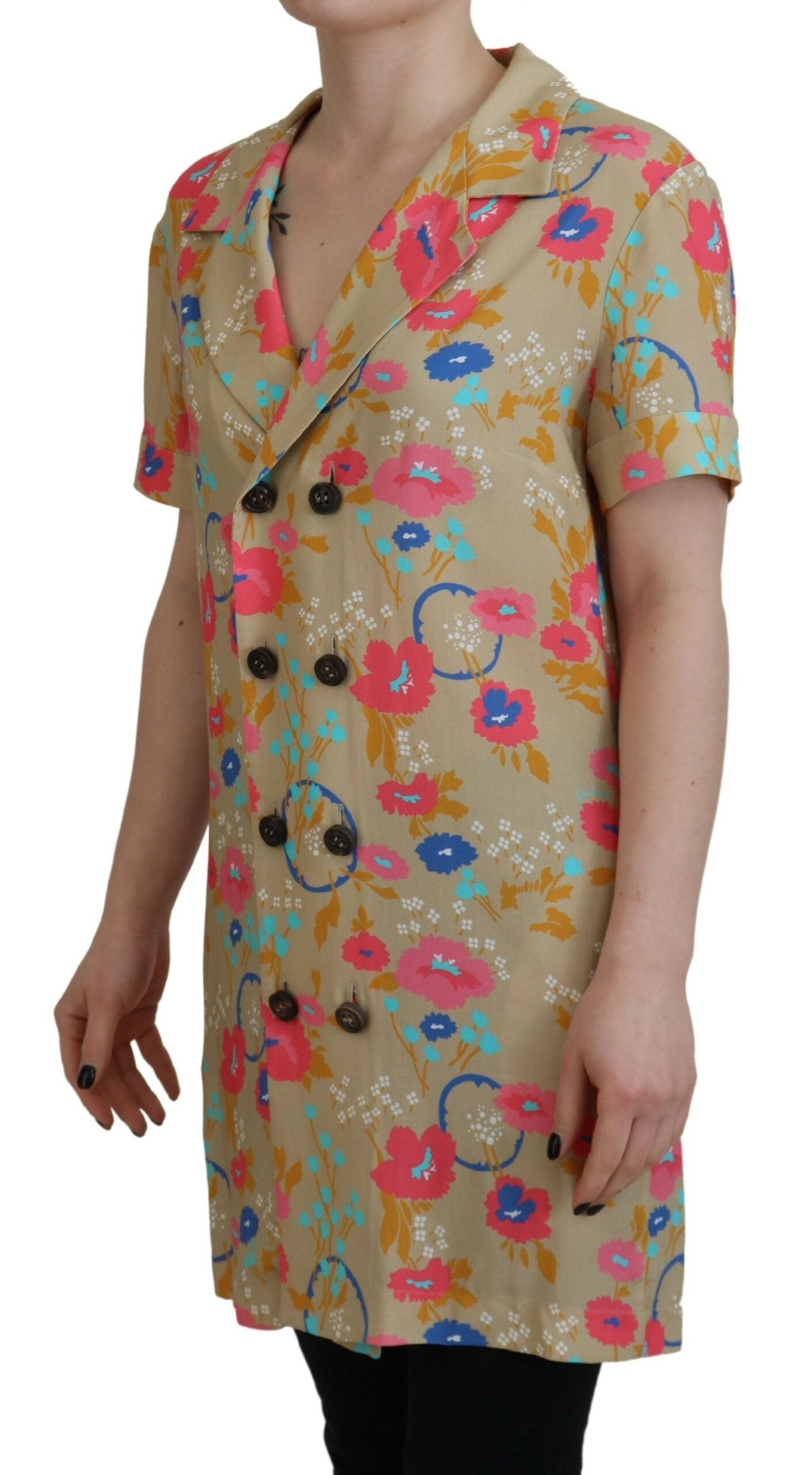 Meerkleurige blouse met kraag en knoopsluiting aan de voorkant