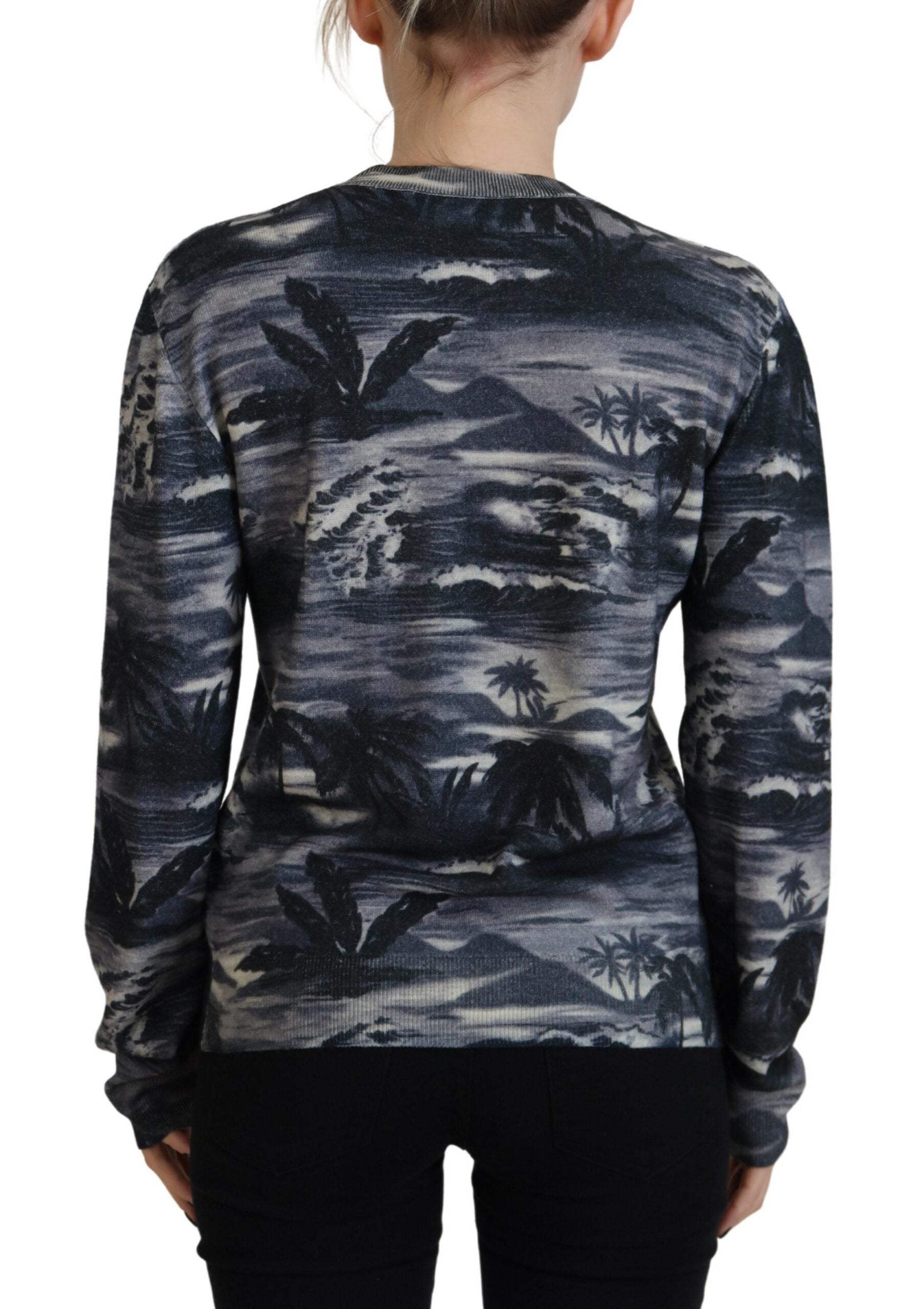 Zwarte trui met lange mouwen en Thunder Sky-print, casual