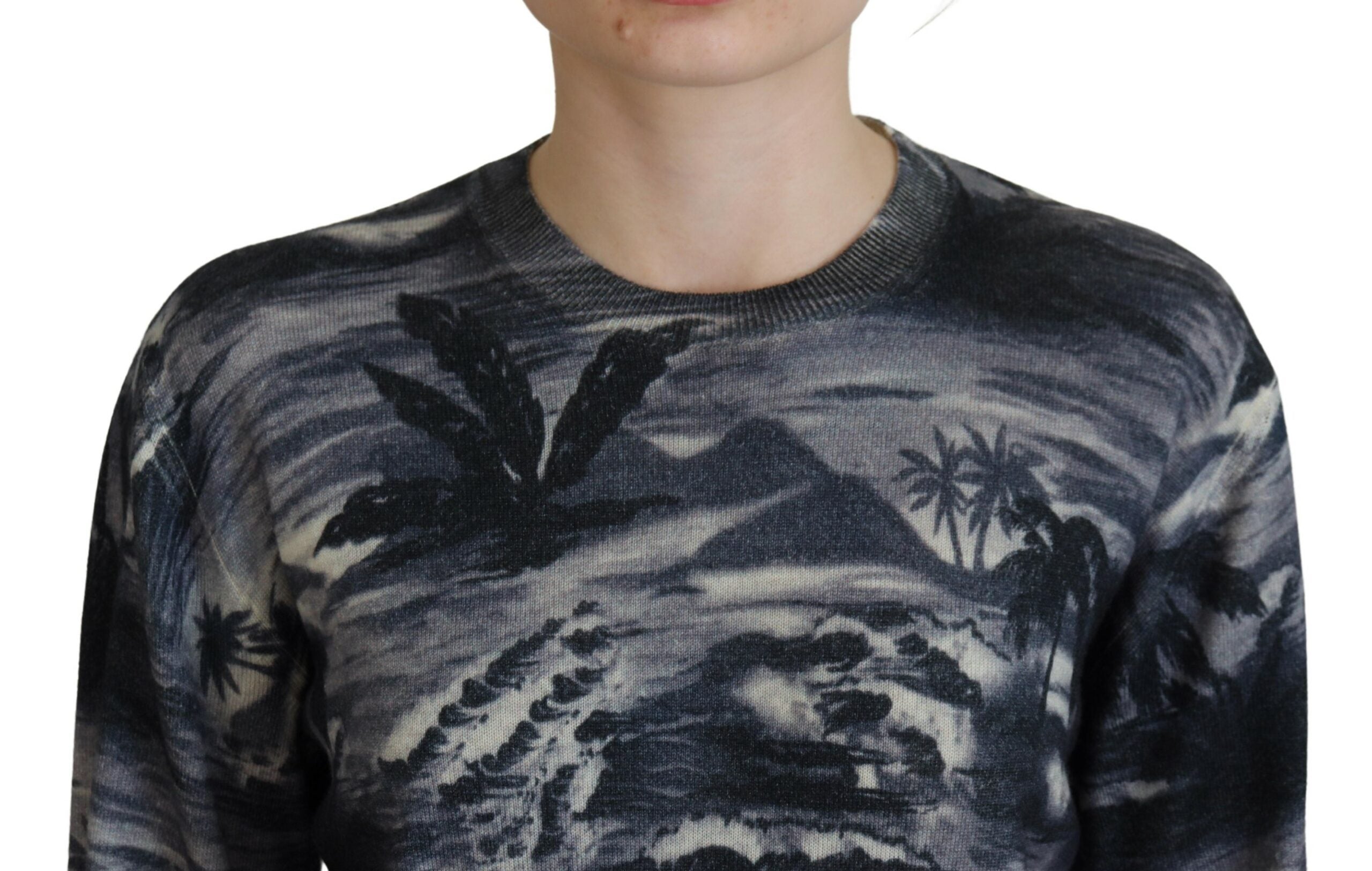 Zwarte trui met lange mouwen en Thunder Sky-print, casual