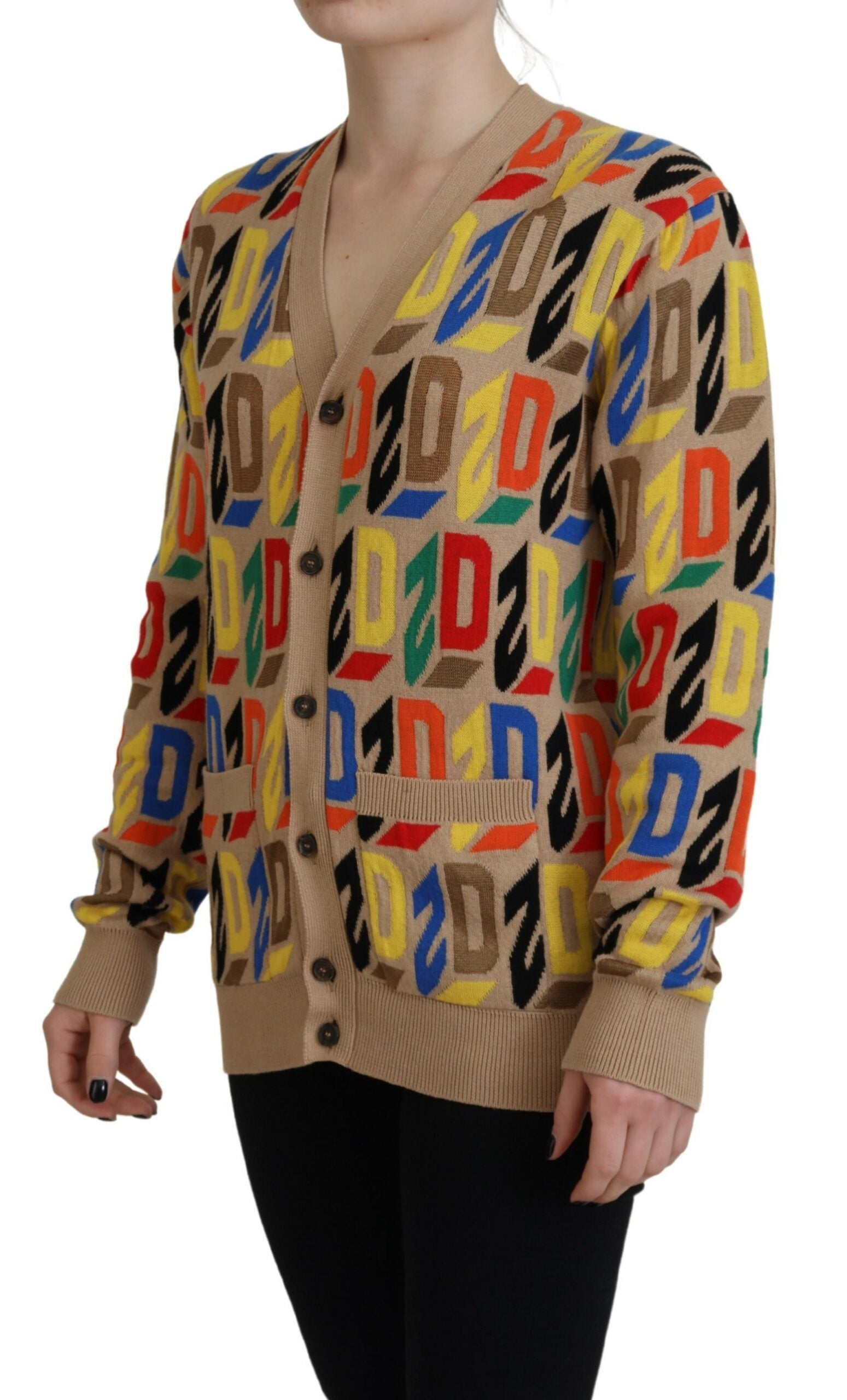 Bruine logo lange mouwen dames cardigan trui