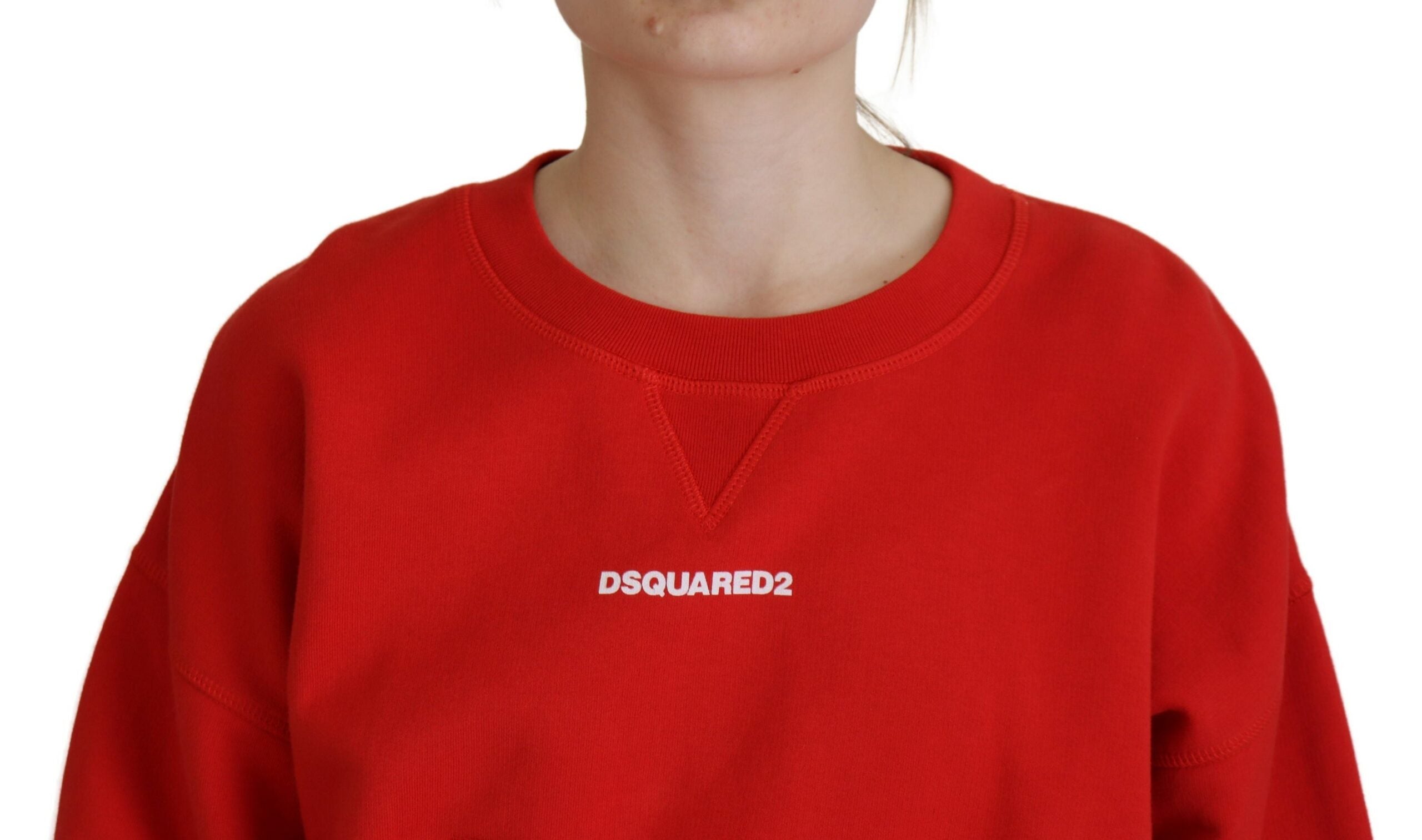 Rode damestrui met ronde hals en lange mouwen en logoprint