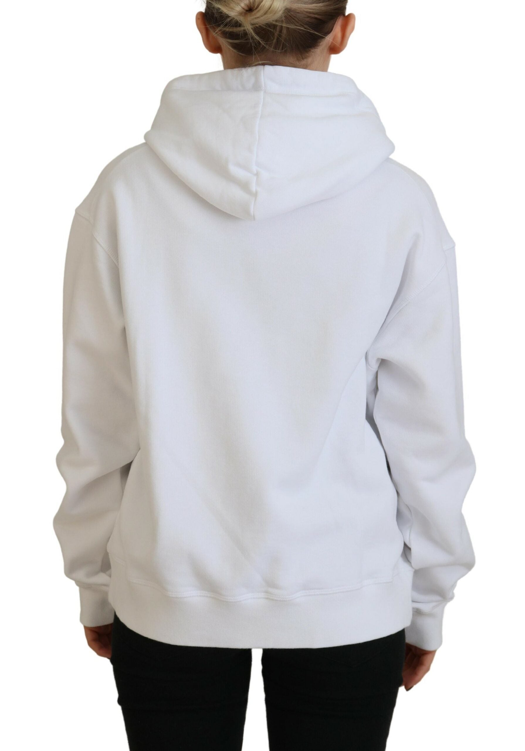 Witte katoenen hoodie met logopatch