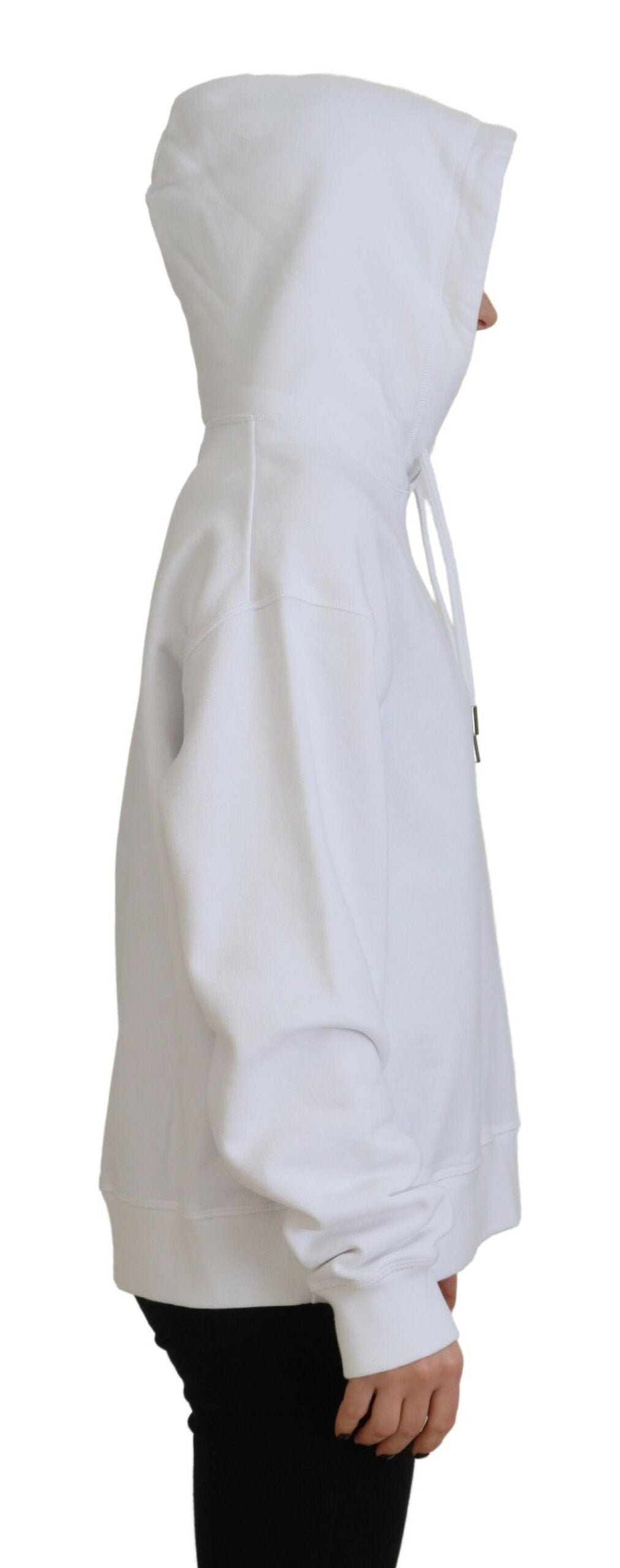 Witte katoenen hoodie met logopatch