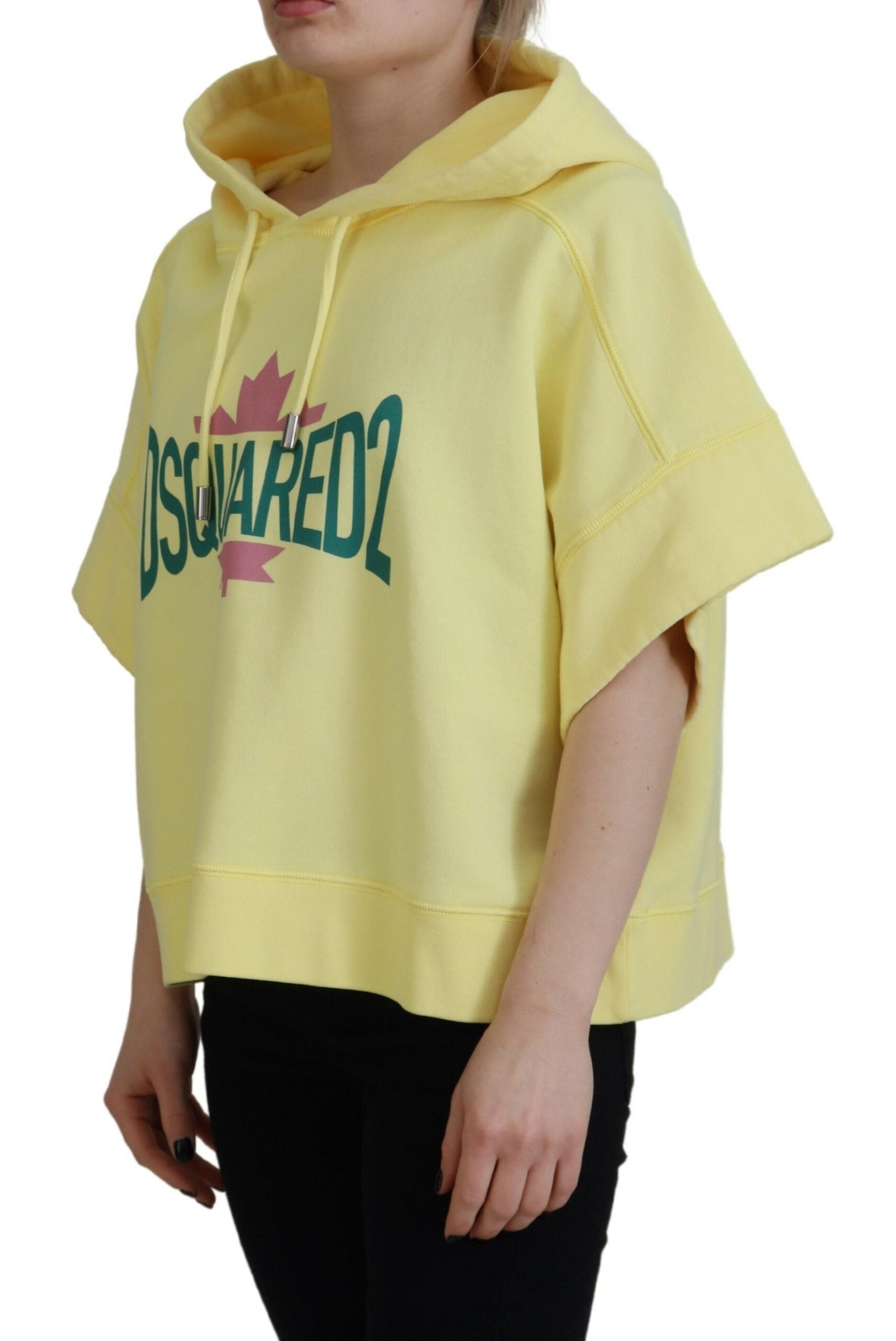 Gele katoenen hoodie met logoprint