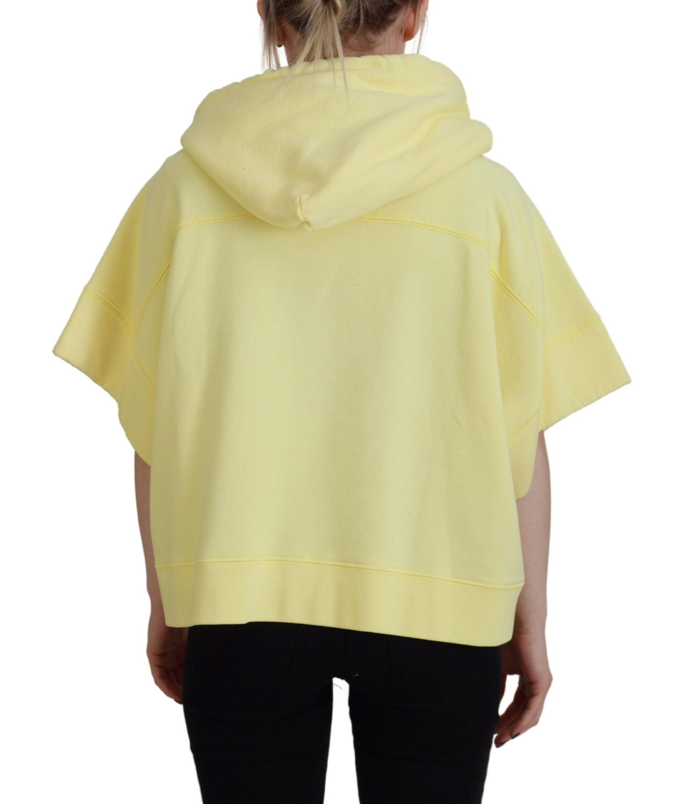 Gele katoenen hoodie met logoprint
