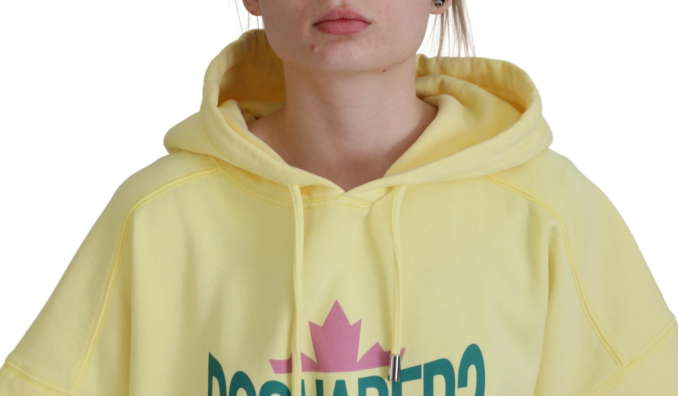Gele katoenen hoodie met logoprint