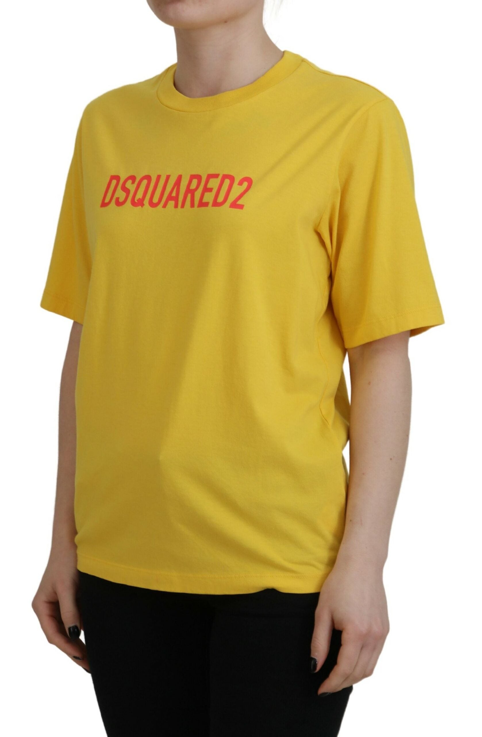 Geel logo-print katoenen T-shirt met ronde hals en Easy Tee