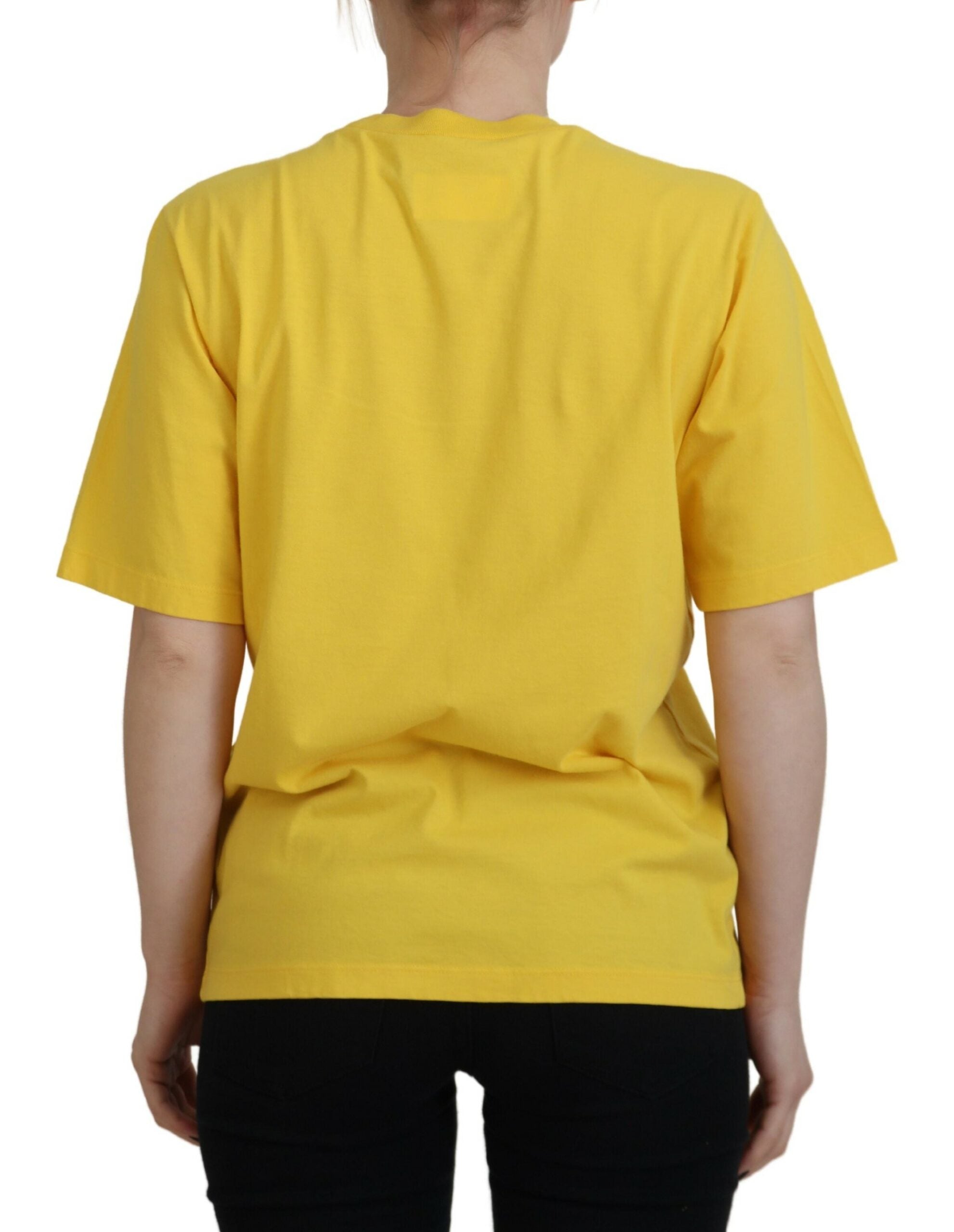 Geel logo-print katoenen T-shirt met ronde hals en Easy Tee
