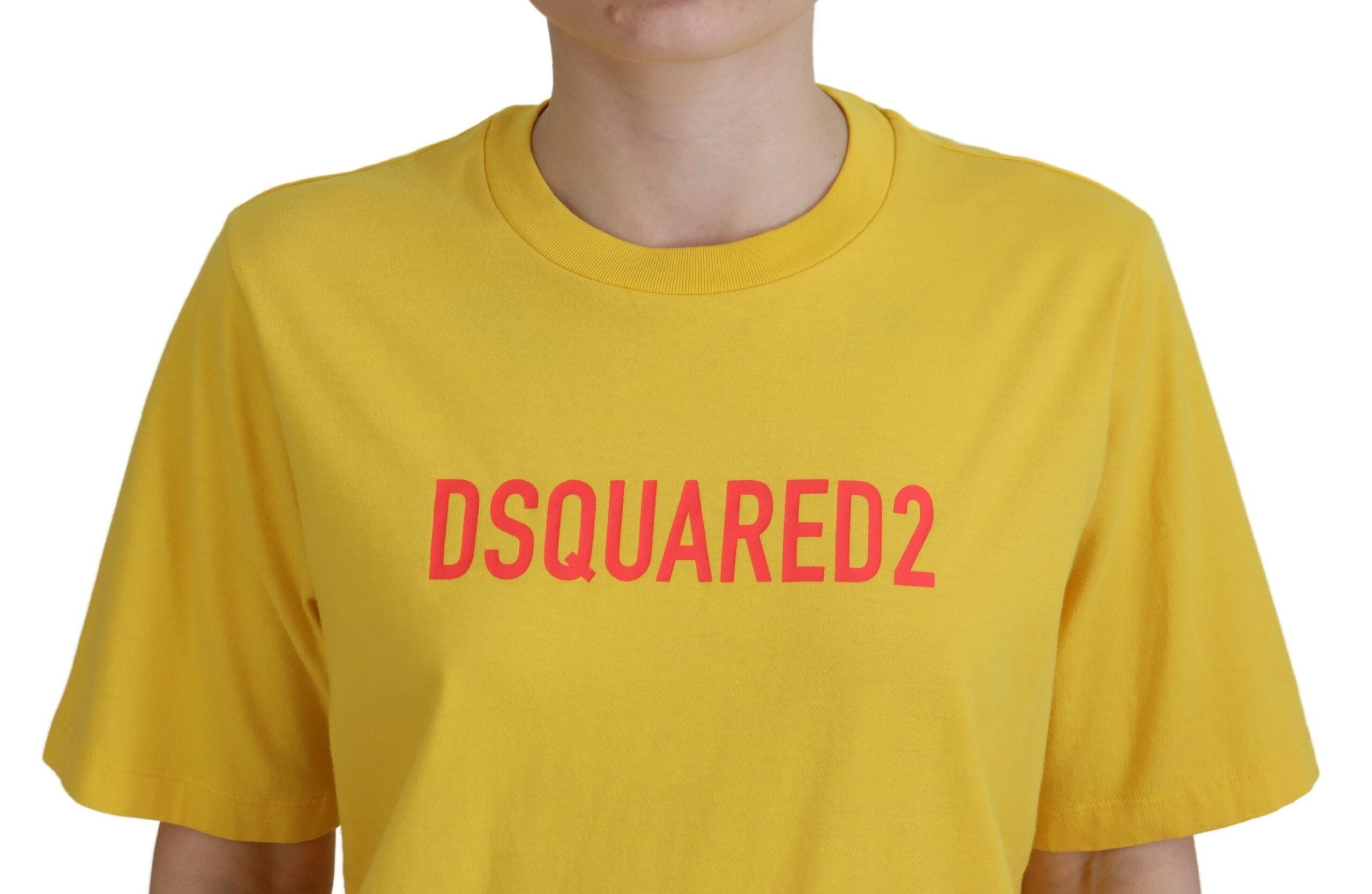 Geel logo-print katoenen T-shirt met ronde hals en Easy Tee