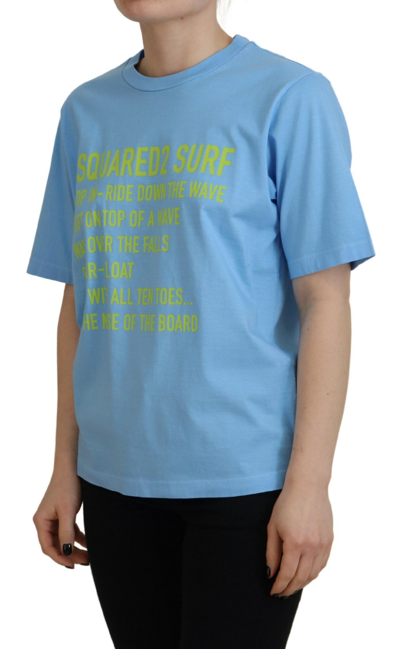 Blauw logo-print katoenen ronde hals T-shirt met korte mouwen