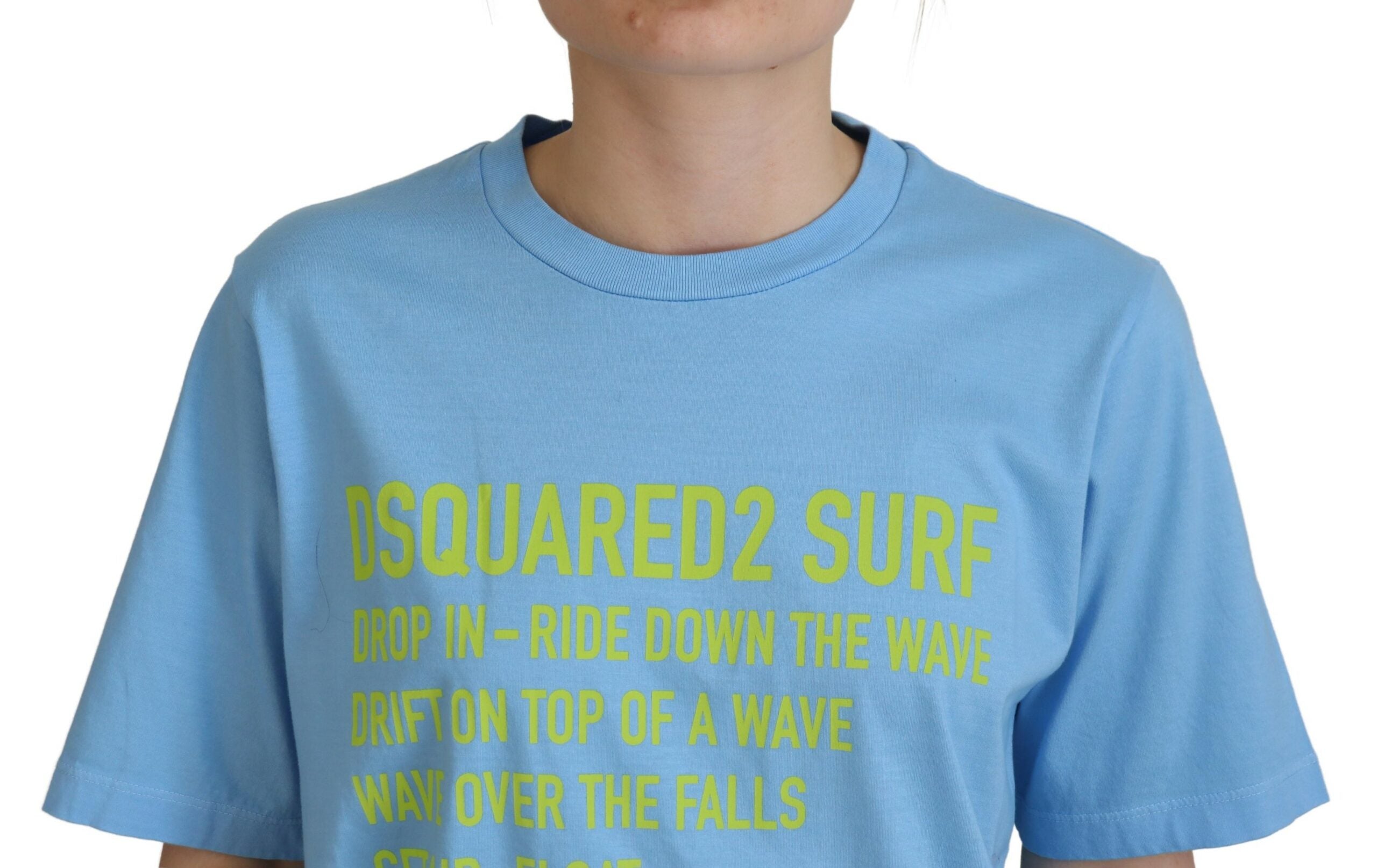 Blauw logo-print katoenen ronde hals T-shirt met korte mouwen