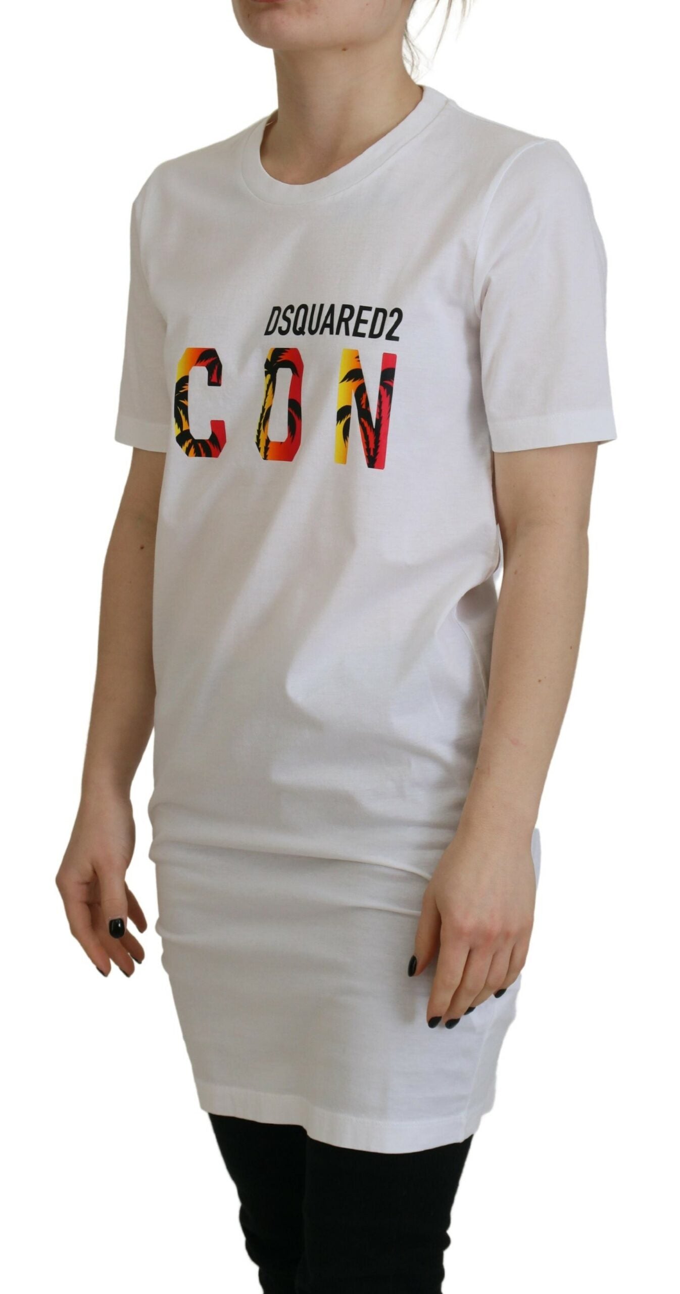 Wit katoenen T-shirt met ronde hals en logoprint