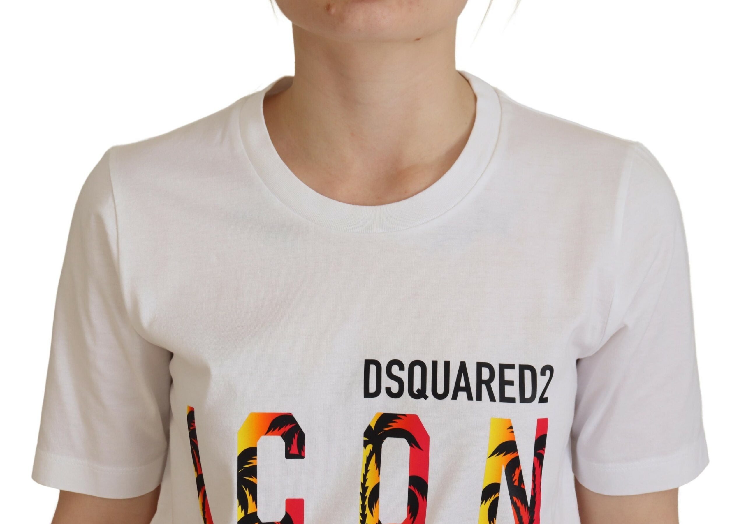 Wit katoenen T-shirt met ronde hals en logoprint