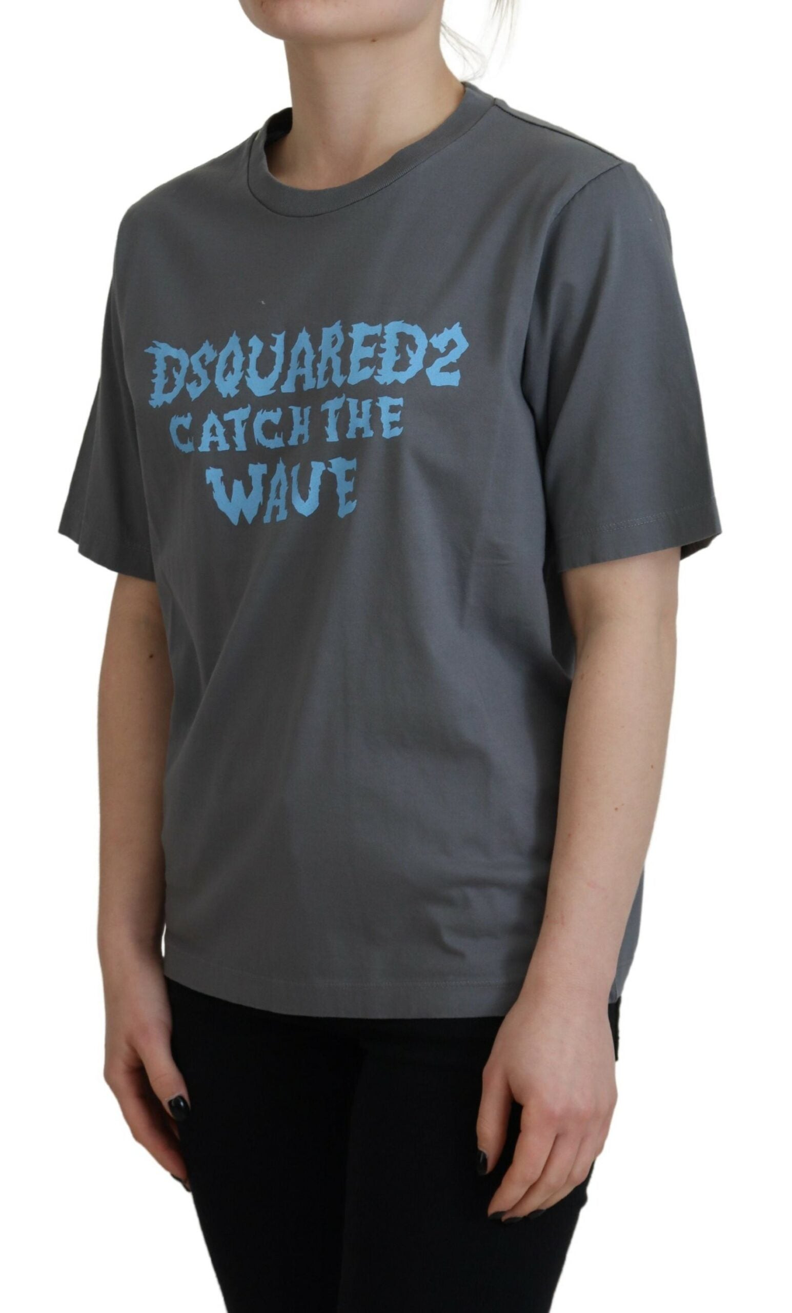 Grijs logo katoenen ronde hals T-shirt met korte mouwen