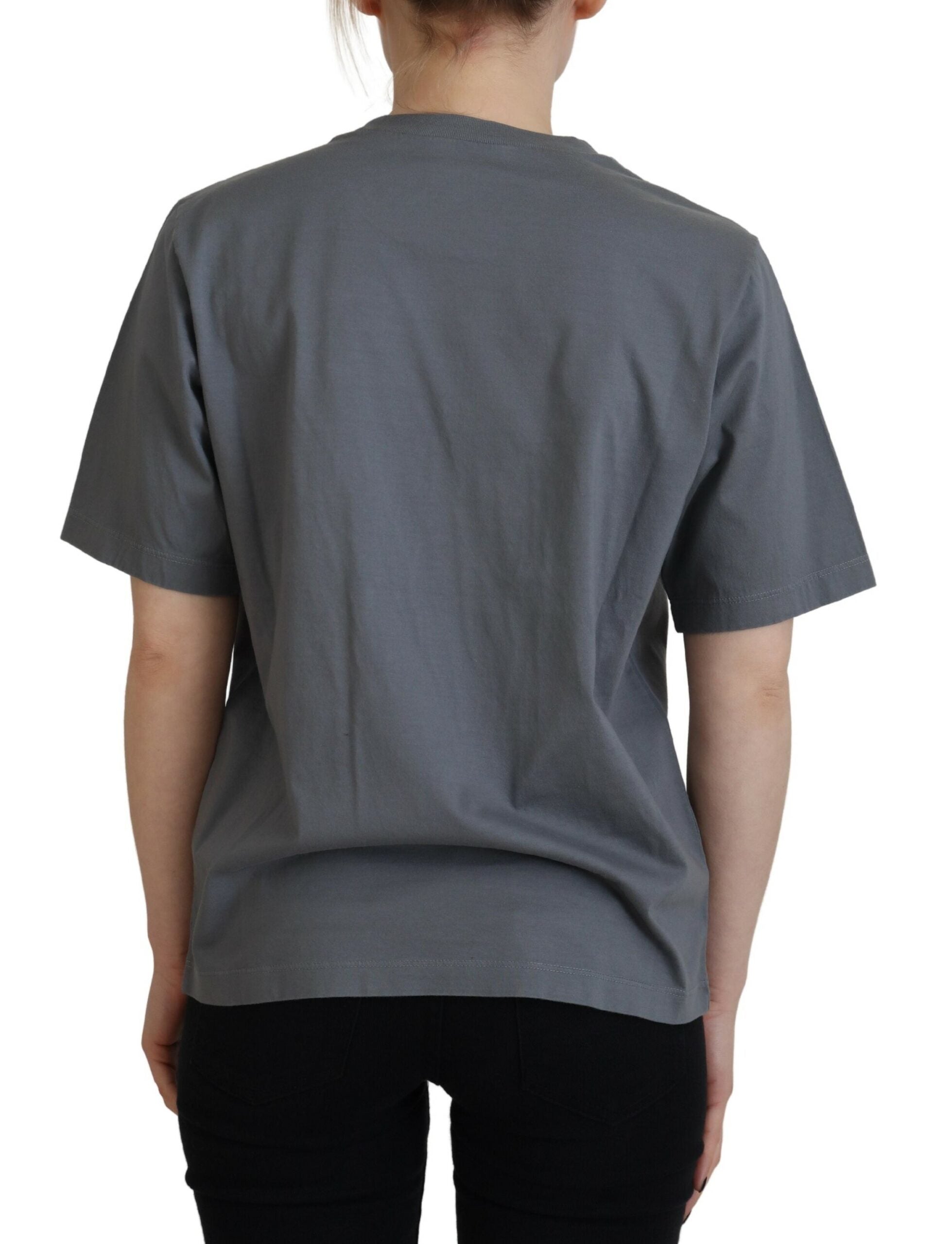 Grijs logo katoenen ronde hals T-shirt met korte mouwen