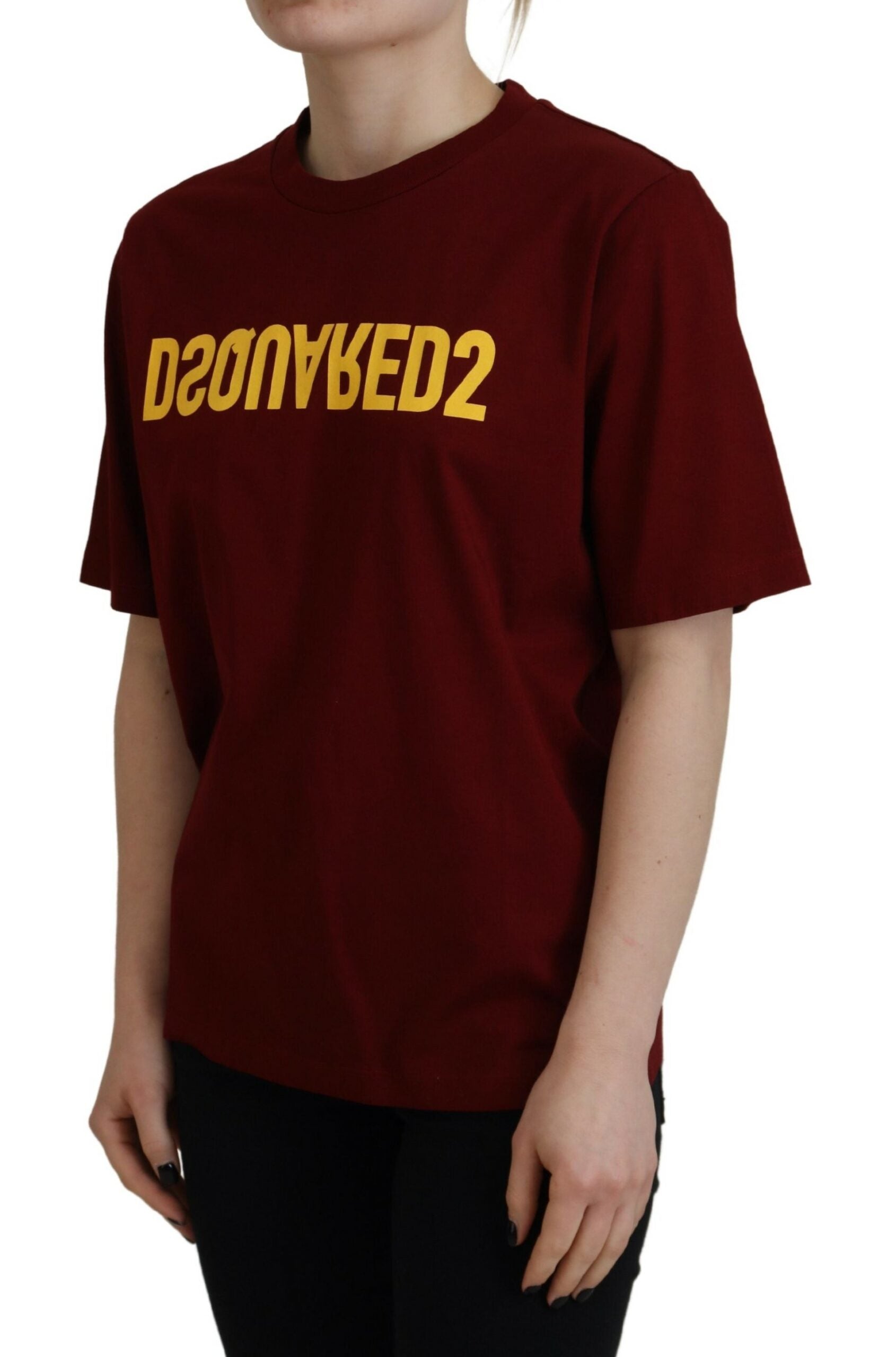 Maroon Logo Katoenen Ronde Hals T-shirt met Korte Mouwen