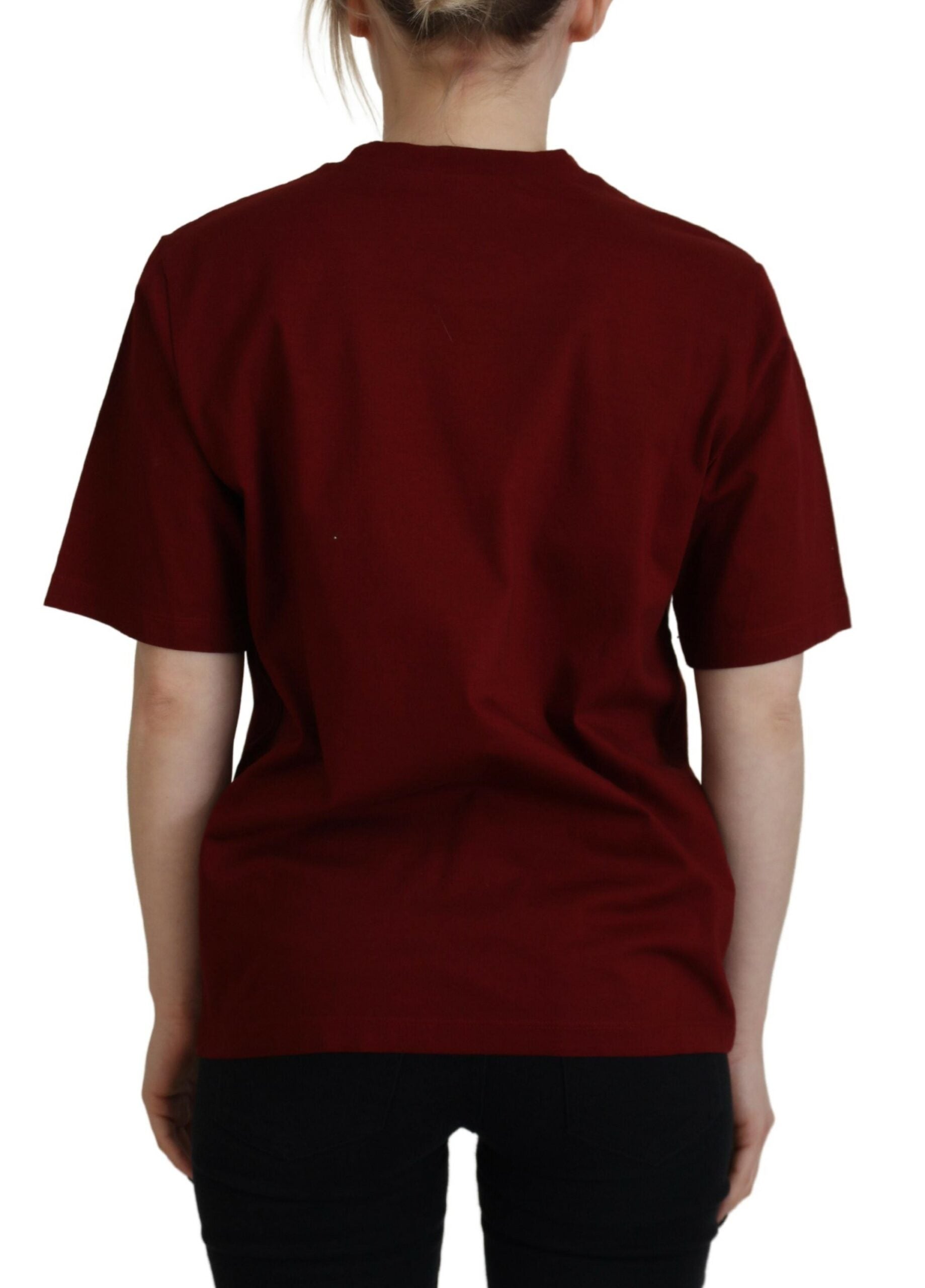 Maroon Logo Katoenen Ronde Hals T-shirt met Korte Mouwen