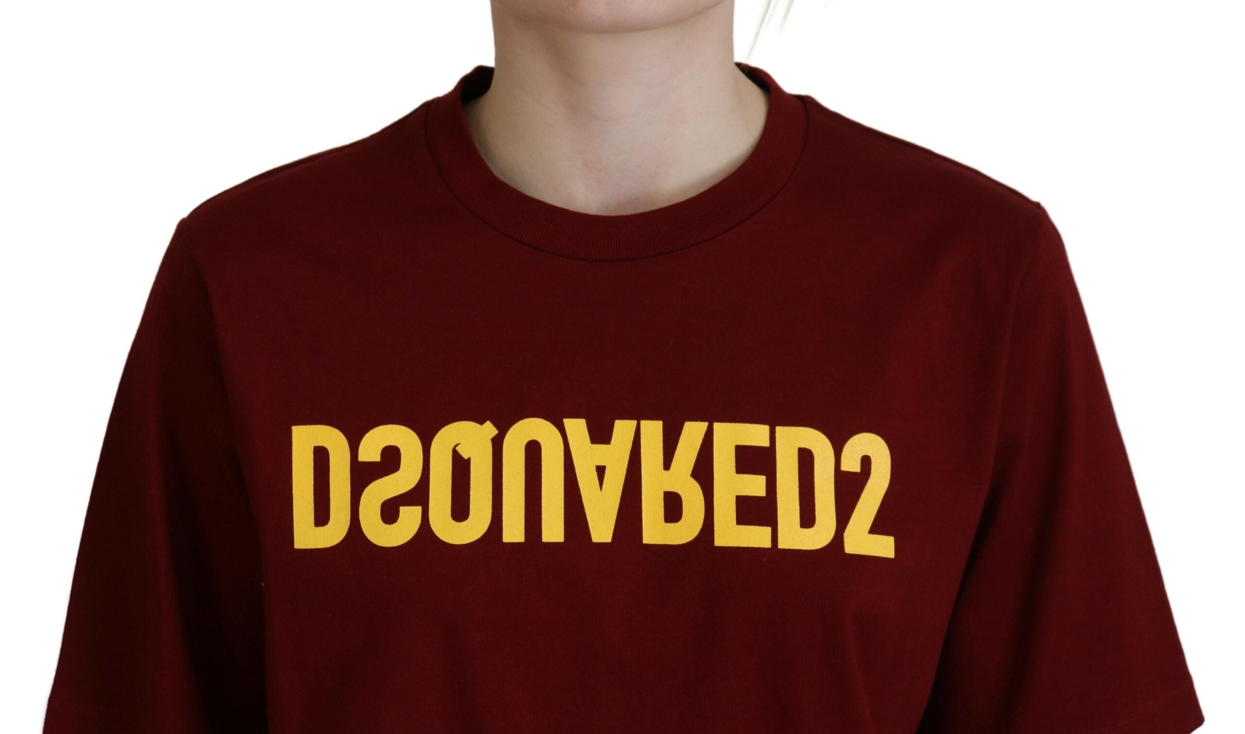 Maroon Logo Katoenen Ronde Hals T-shirt met Korte Mouwen