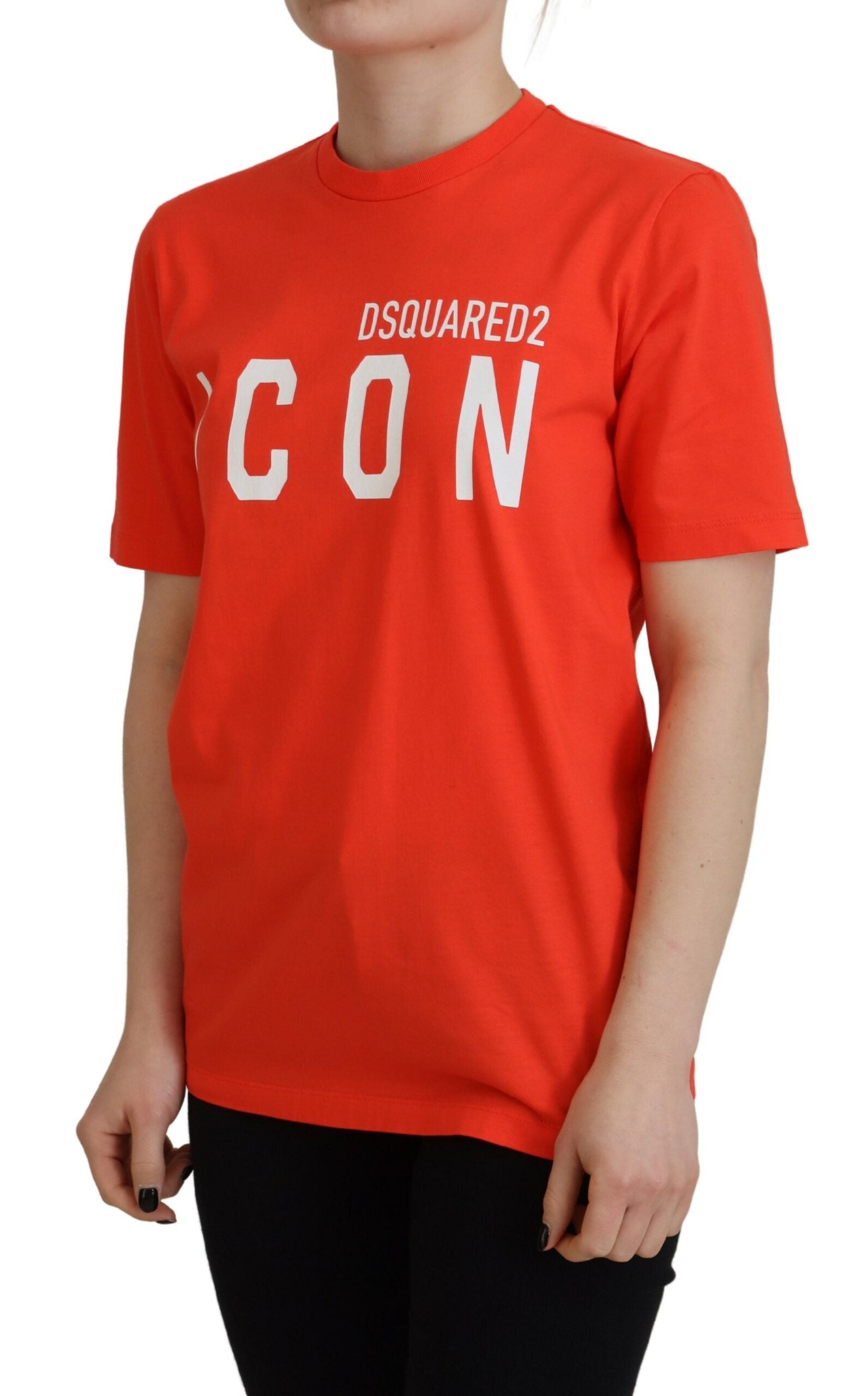Oranje katoenen Shiny Icon East Tee Crewneck T-shirt
