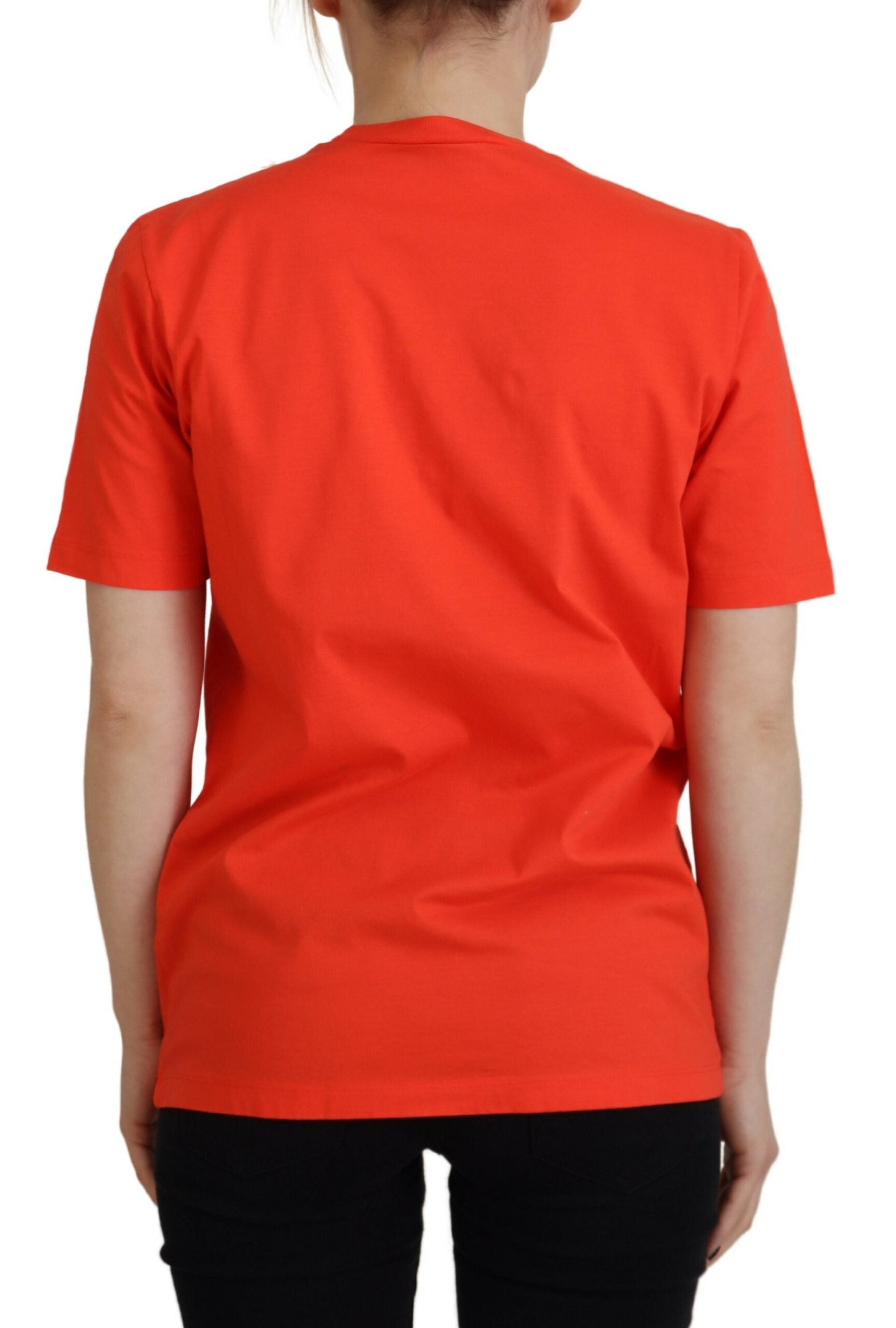 Oranje katoenen Shiny Icon East Tee Crewneck T-shirt