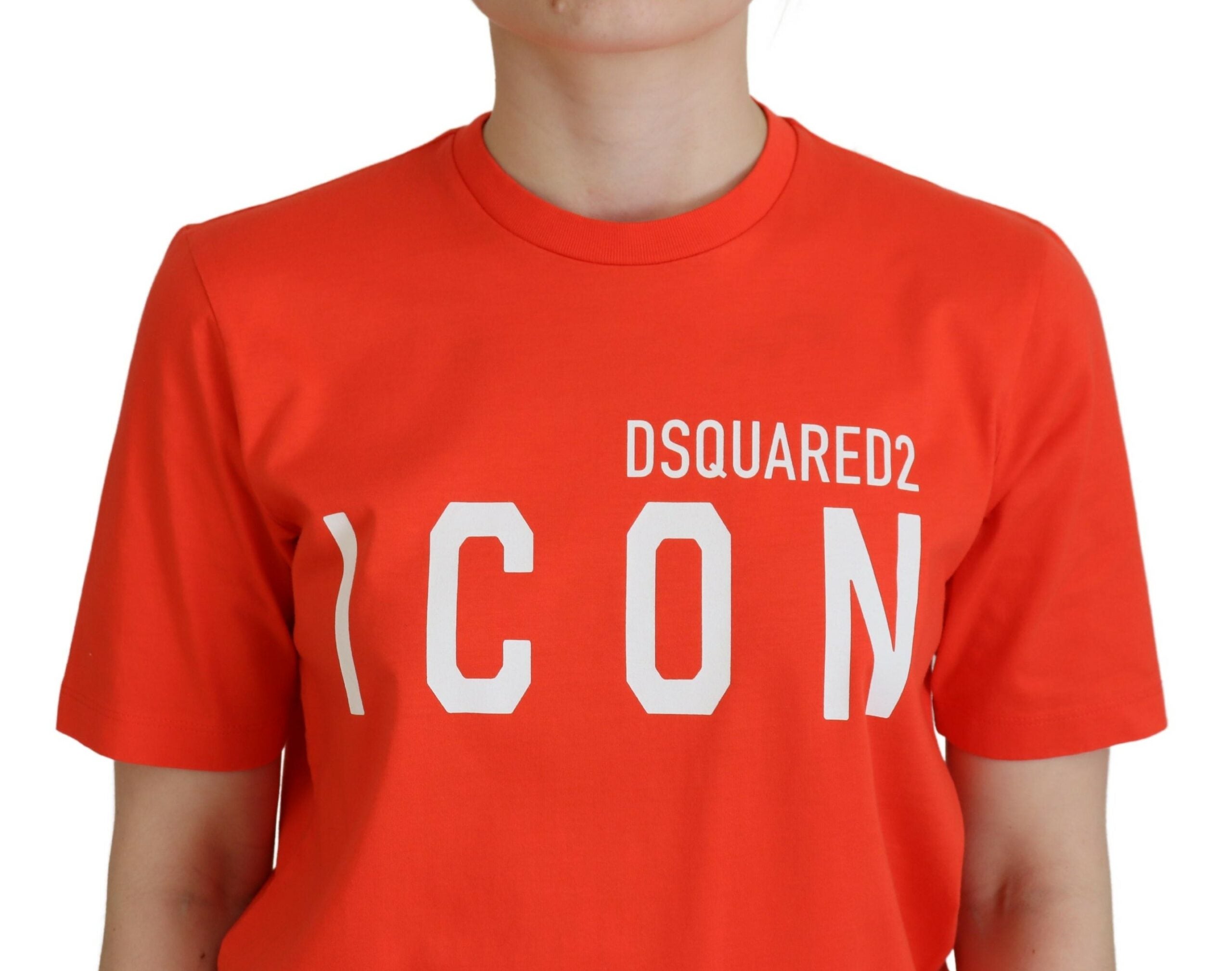 Oranje katoenen Shiny Icon East Tee Crewneck T-shirt