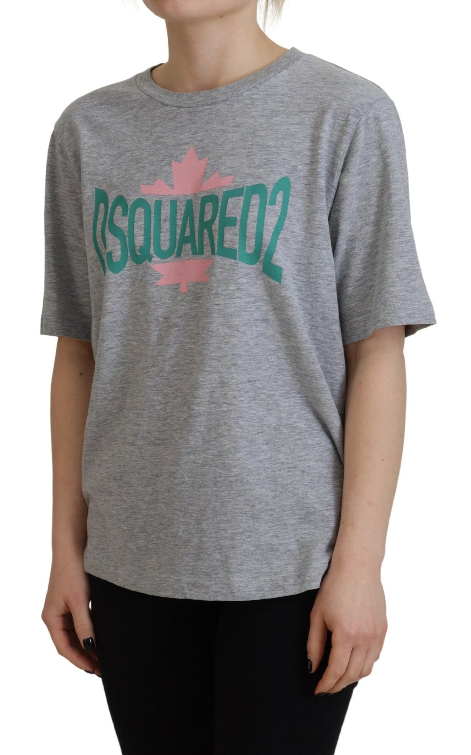 Grijs logo katoenen ronde hals T-shirt met korte mouwen