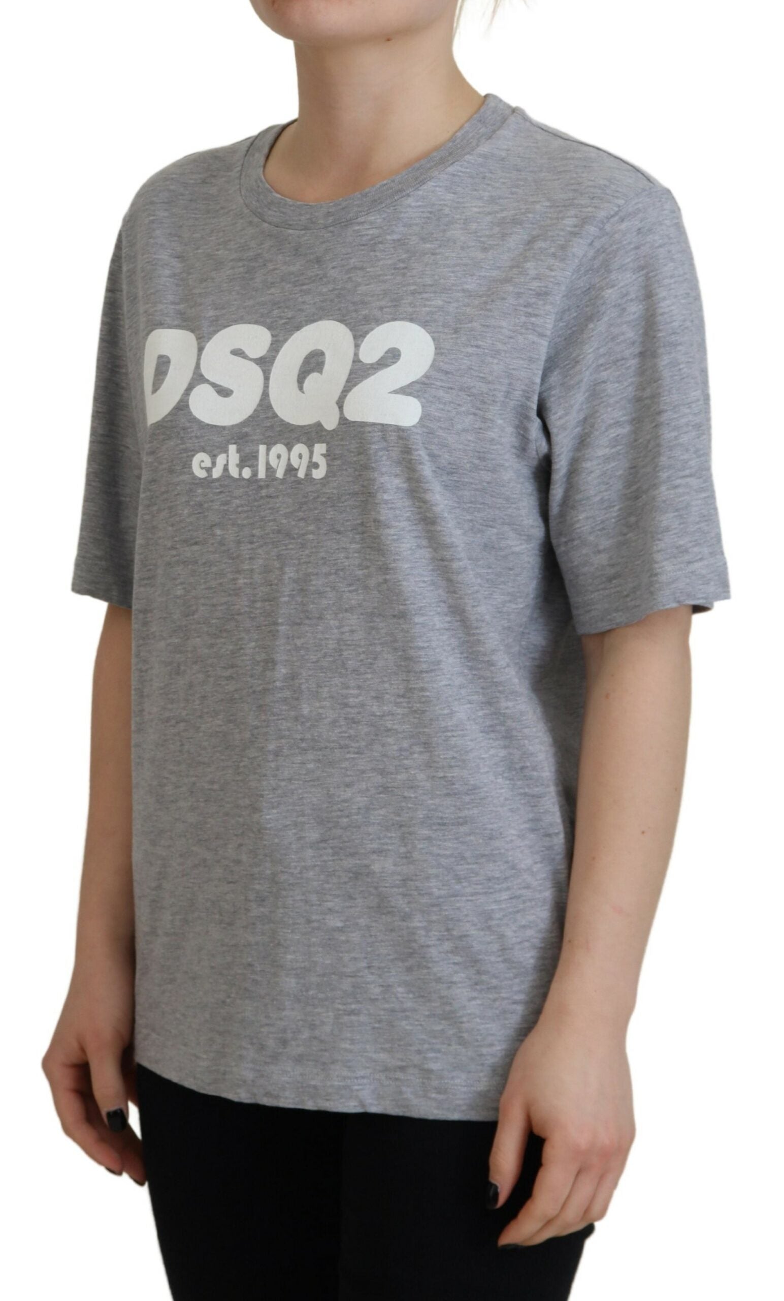 Grijs logo katoenen ronde hals T-shirt met korte mouwen