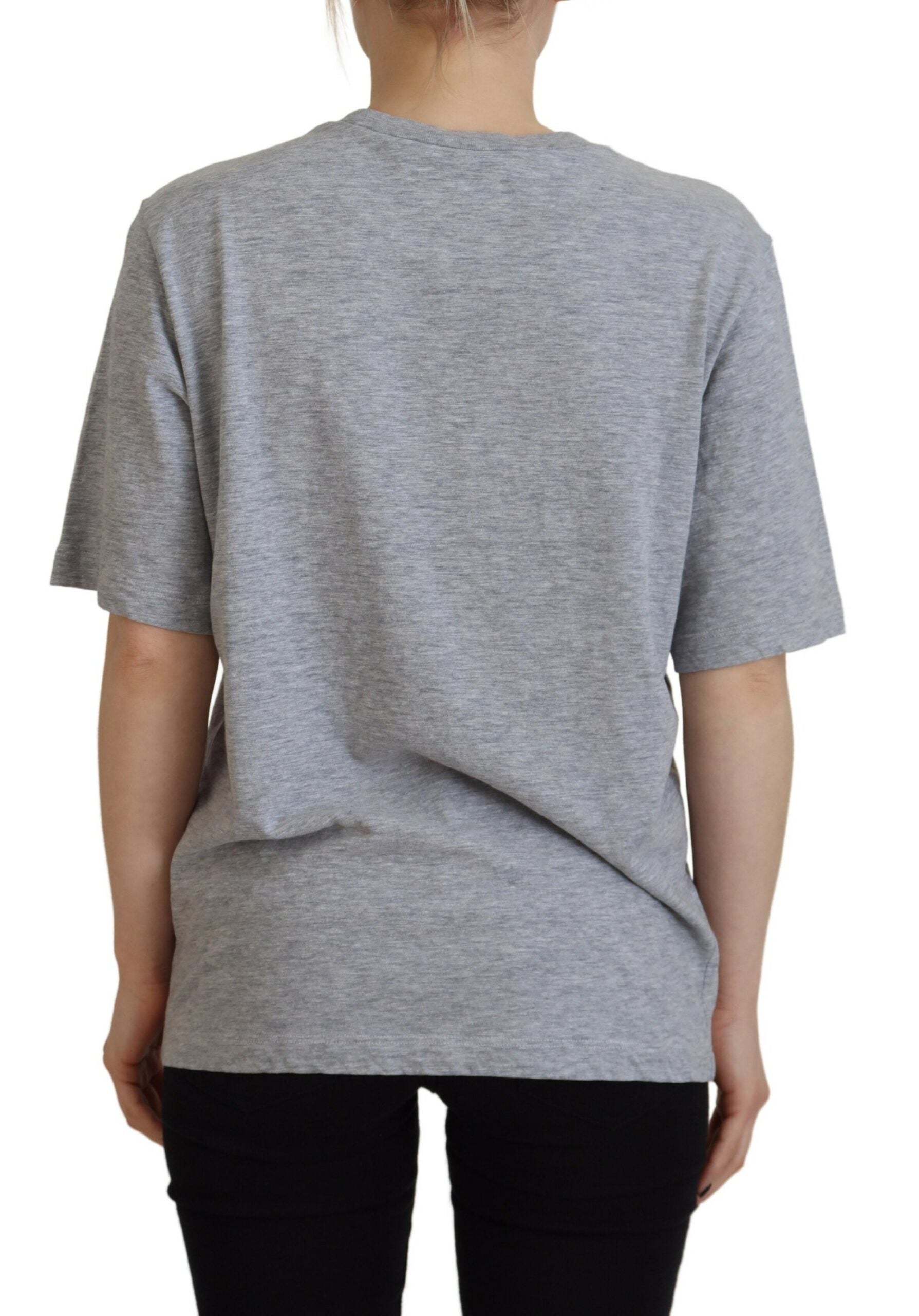 Grijs logo katoenen ronde hals T-shirt met korte mouwen