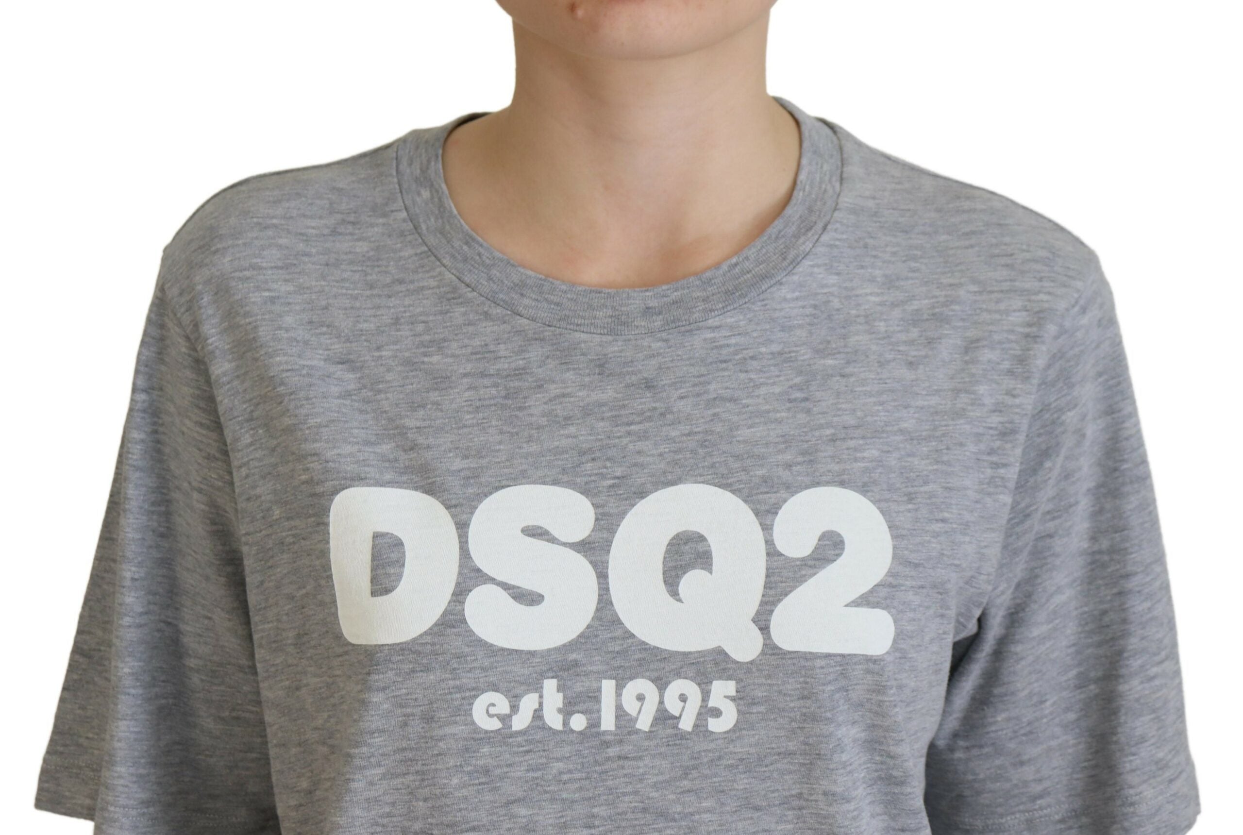 Grijs logo katoenen ronde hals T-shirt met korte mouwen