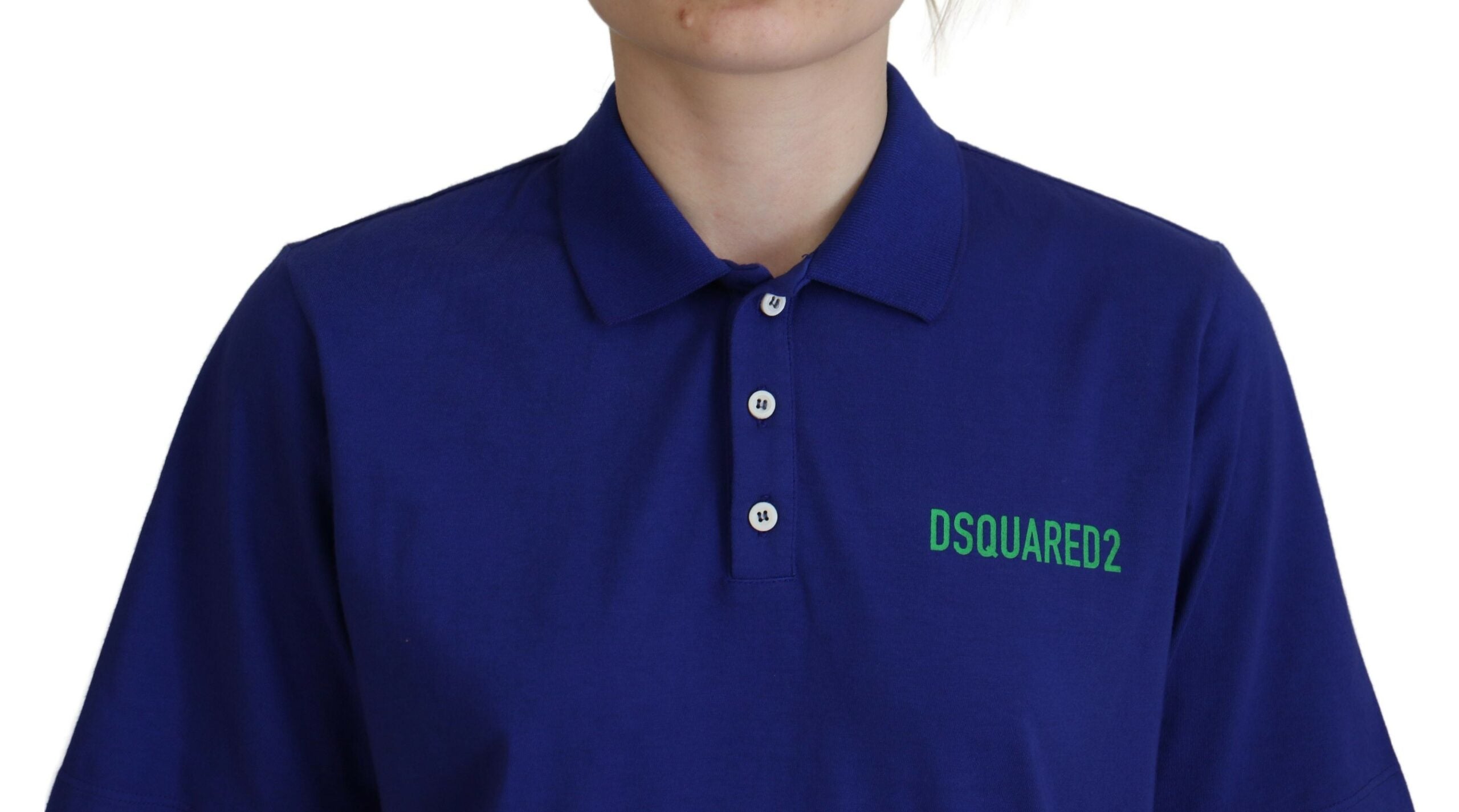 Blauw kraagschrift poloshirt met korte mouwen
