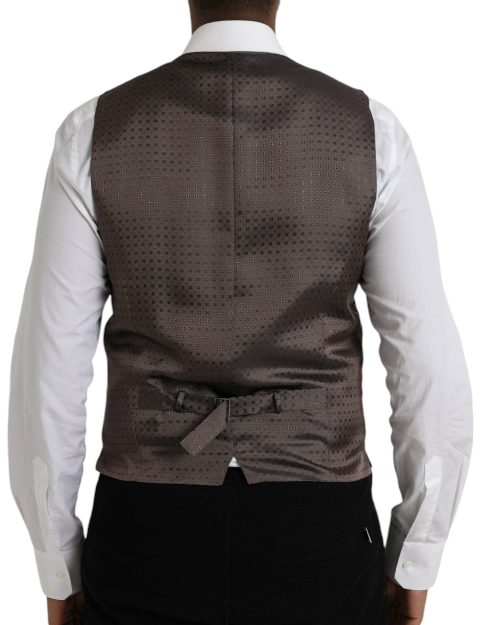 Zwartbruine zijden vestjurk, formeel vest