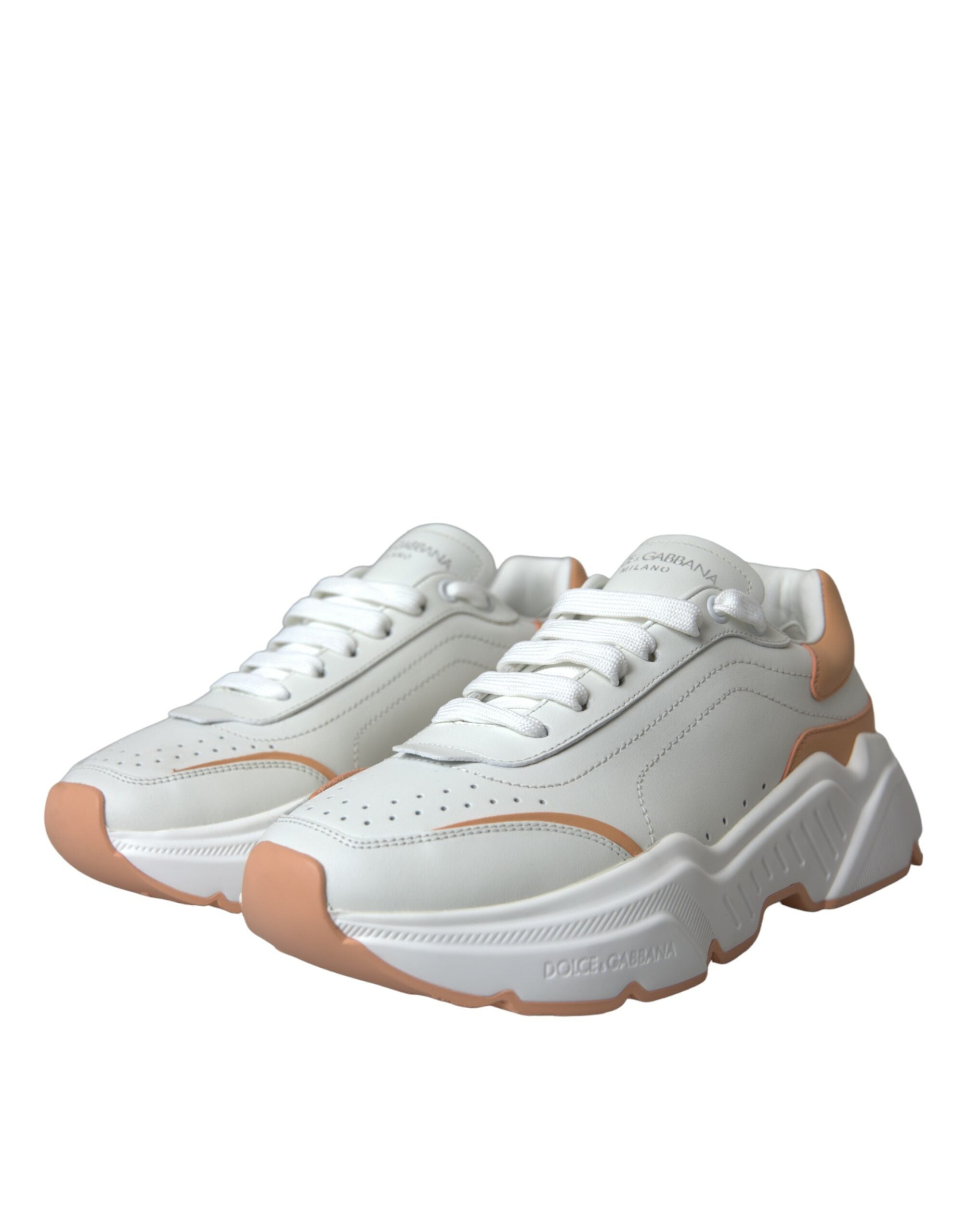 Witte Perzikkleurige DAYMASTER Leren Sneakers