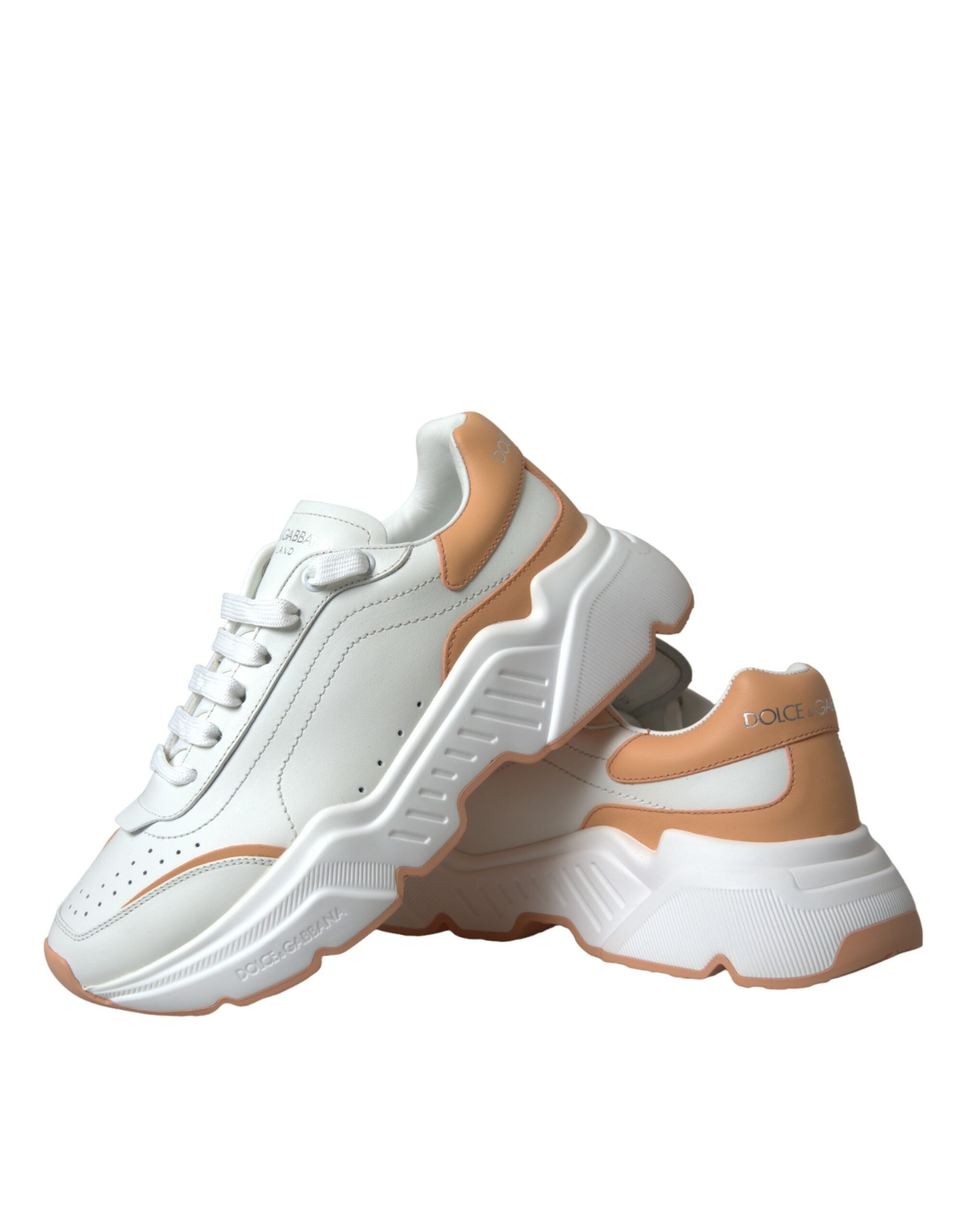 Witte Perzikkleurige DAYMASTER Leren Sneakers