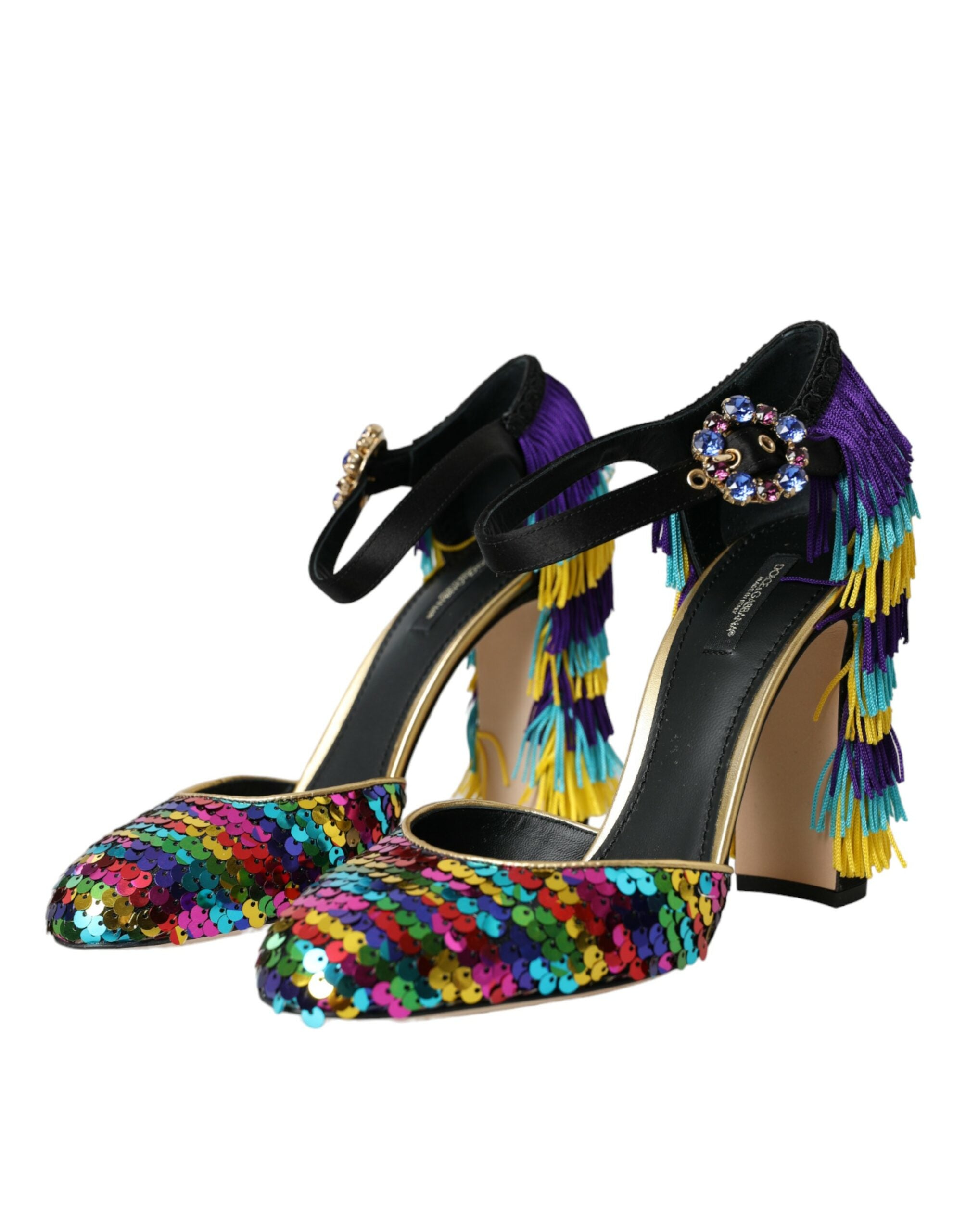 Mary Jane-schoenen met veelkleurige pailletten en kristallen