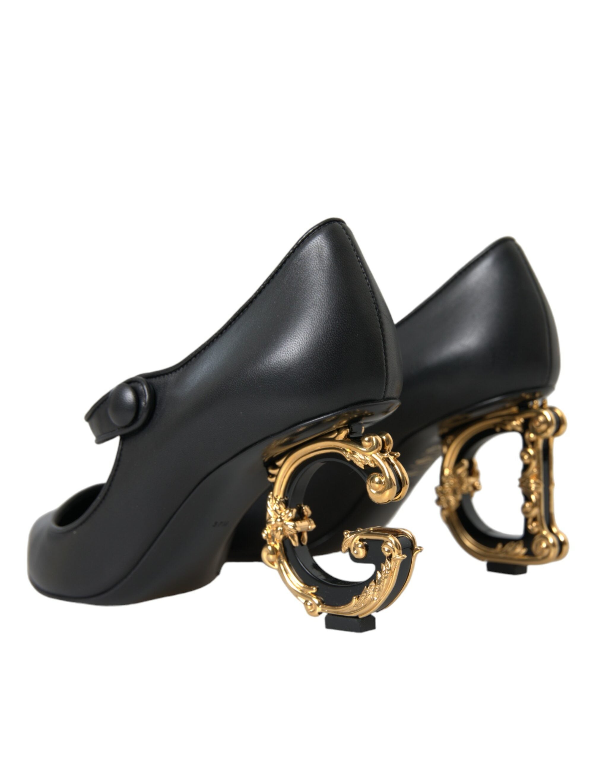 Zwarte leren Mary Janes pumps met logo