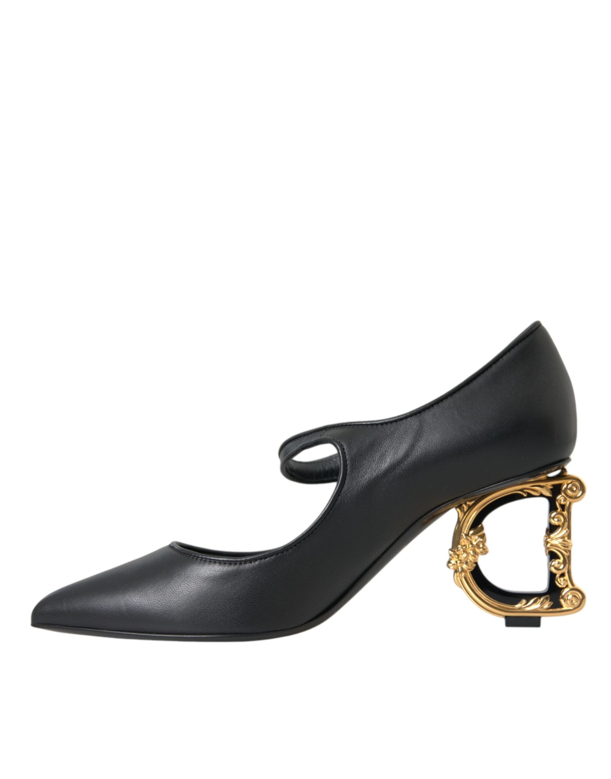 Zwarte leren Mary Janes pumps met logo