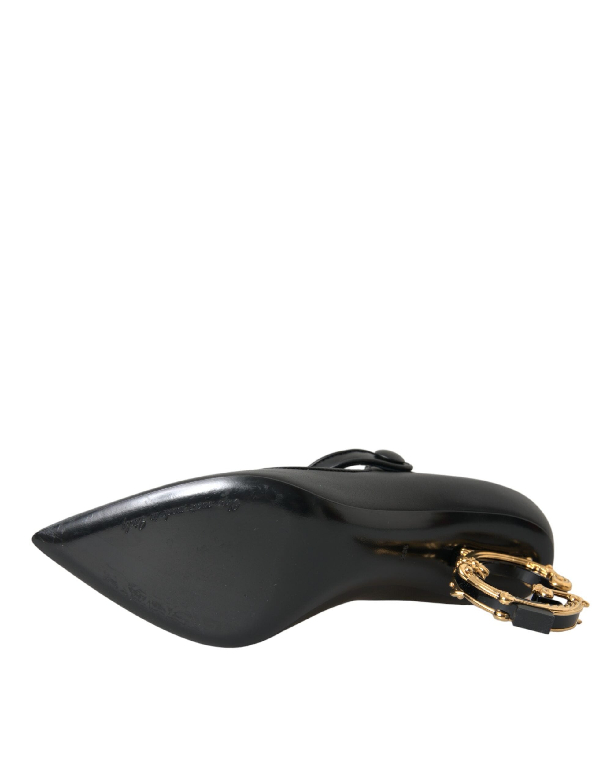Zwarte leren Mary Janes pumps met logo