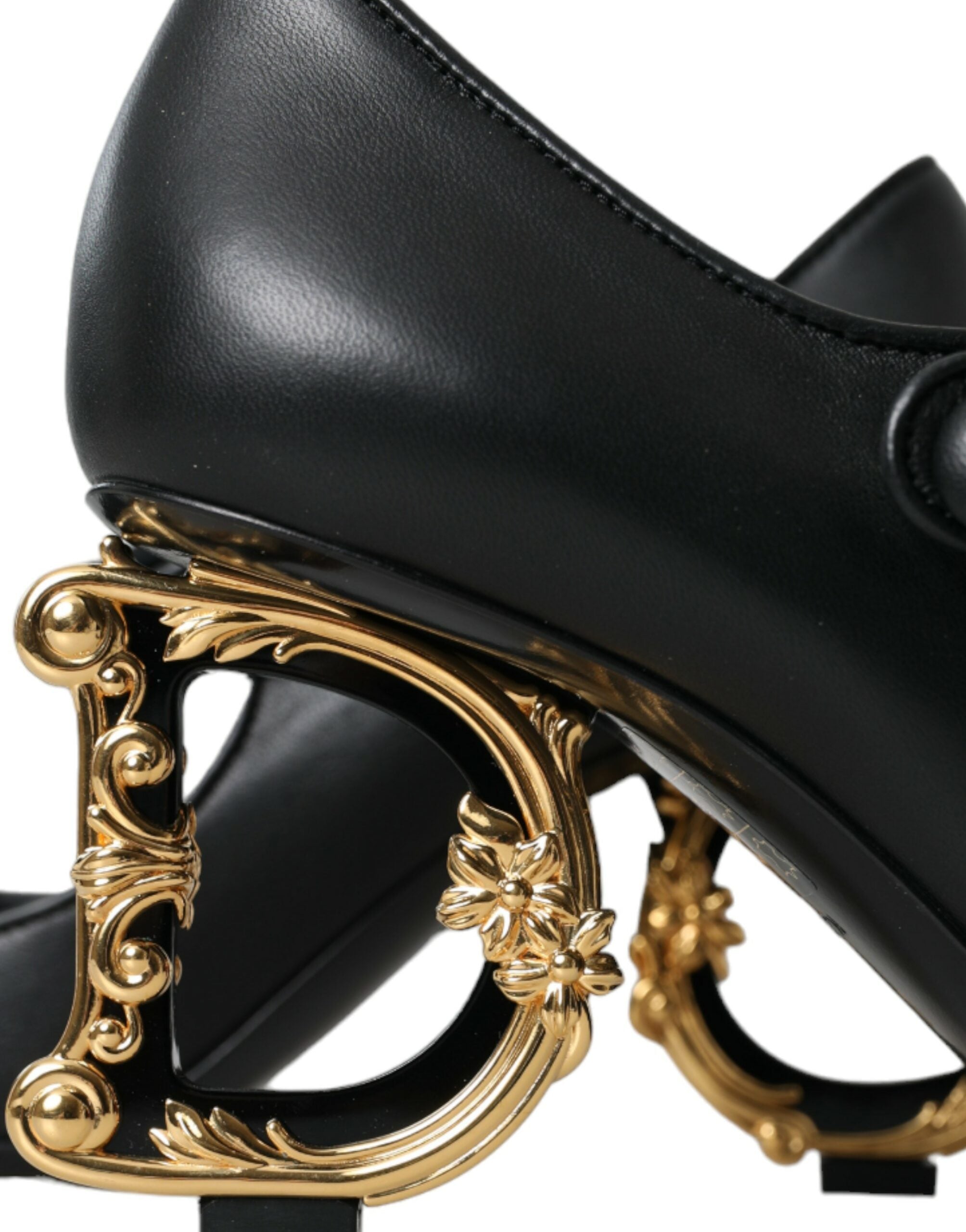 Zwarte leren Mary Janes pumps met logo