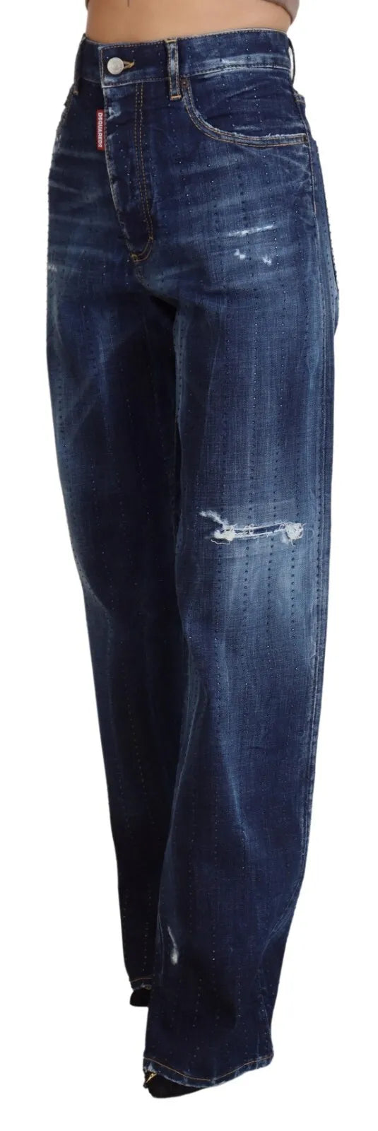 Blauwe hoge taille rechte denim jeans San Diego
