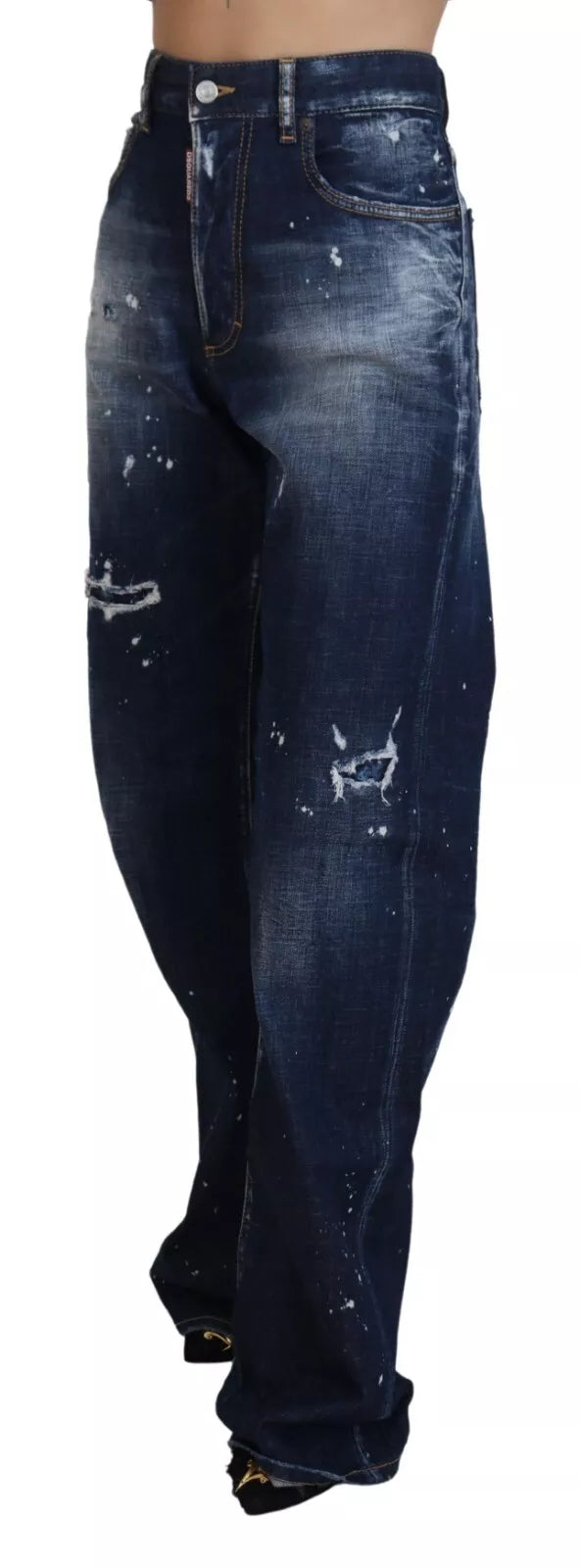 Blauwe hoge taille gescheurde denim jeans San Diego