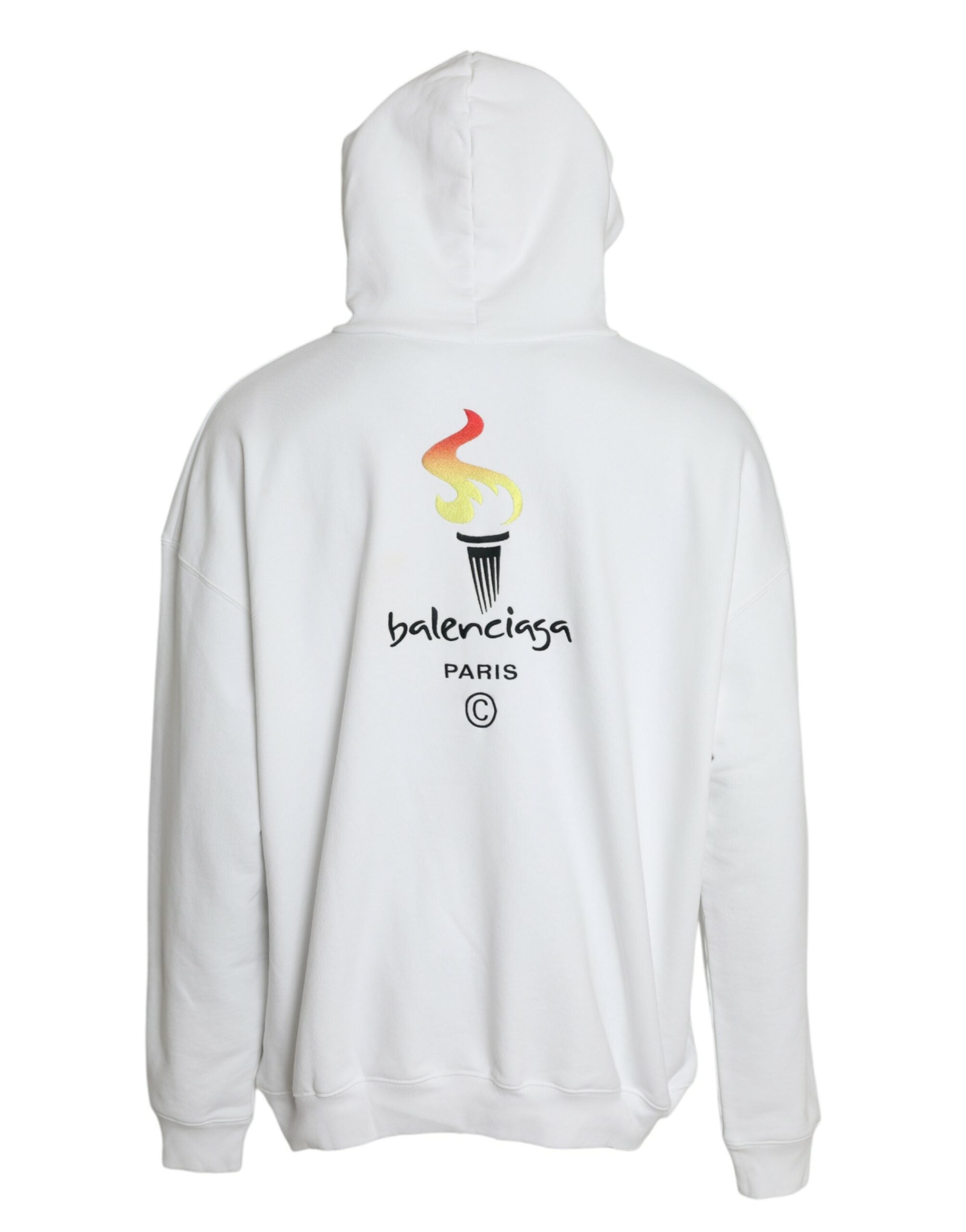 Witte katoenen sweatshirt met logo en capuchon