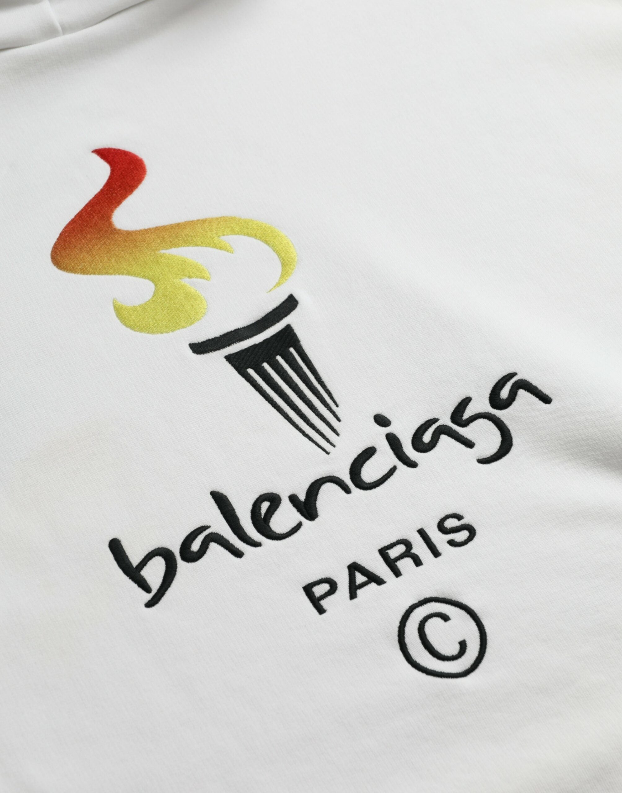 Witte katoenen sweatshirt met logo en capuchon