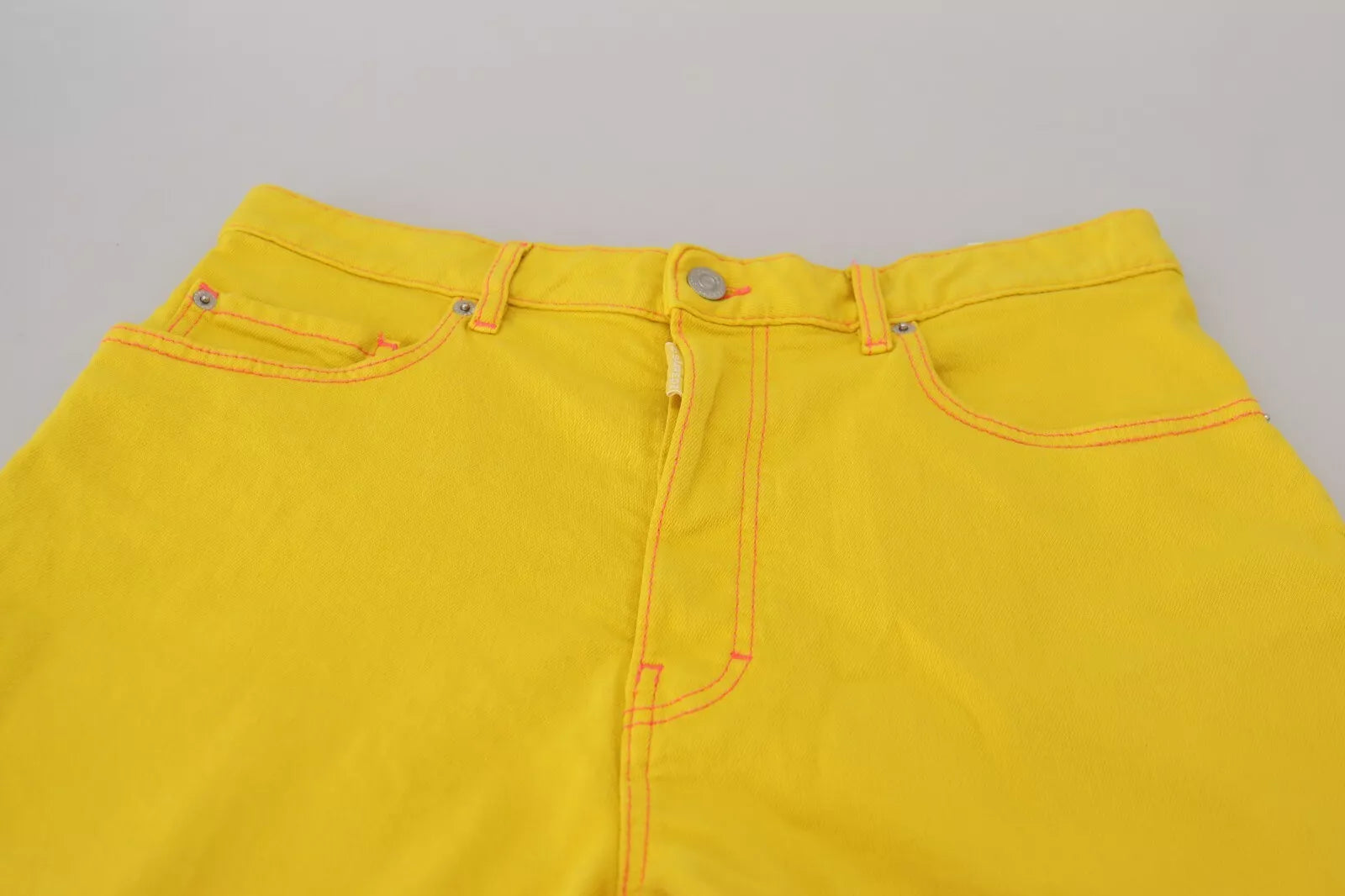Gele katoenen hoge taille baggy dames hotpants shorts