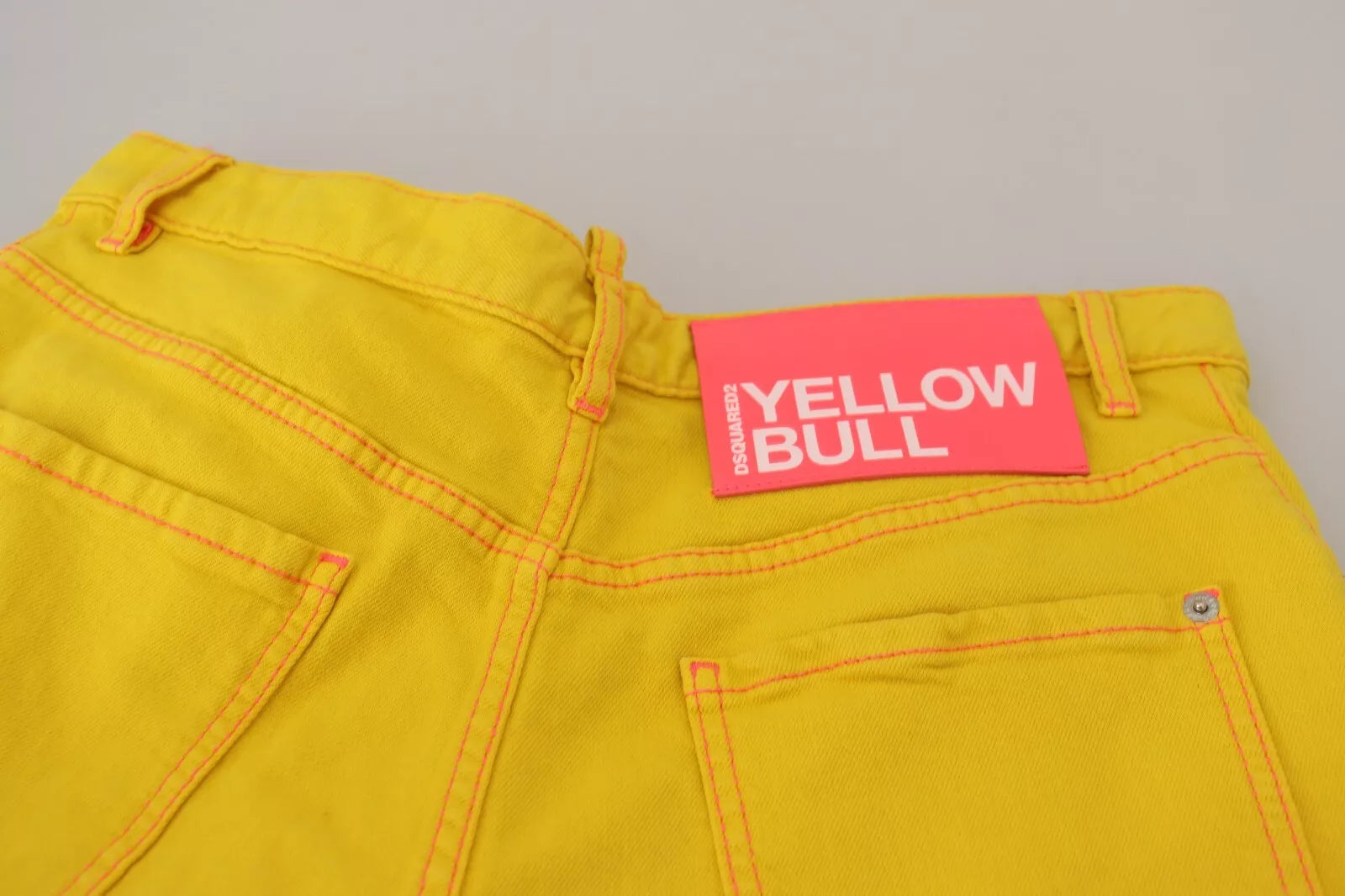 Gele katoenen hoge taille baggy dames hotpants shorts