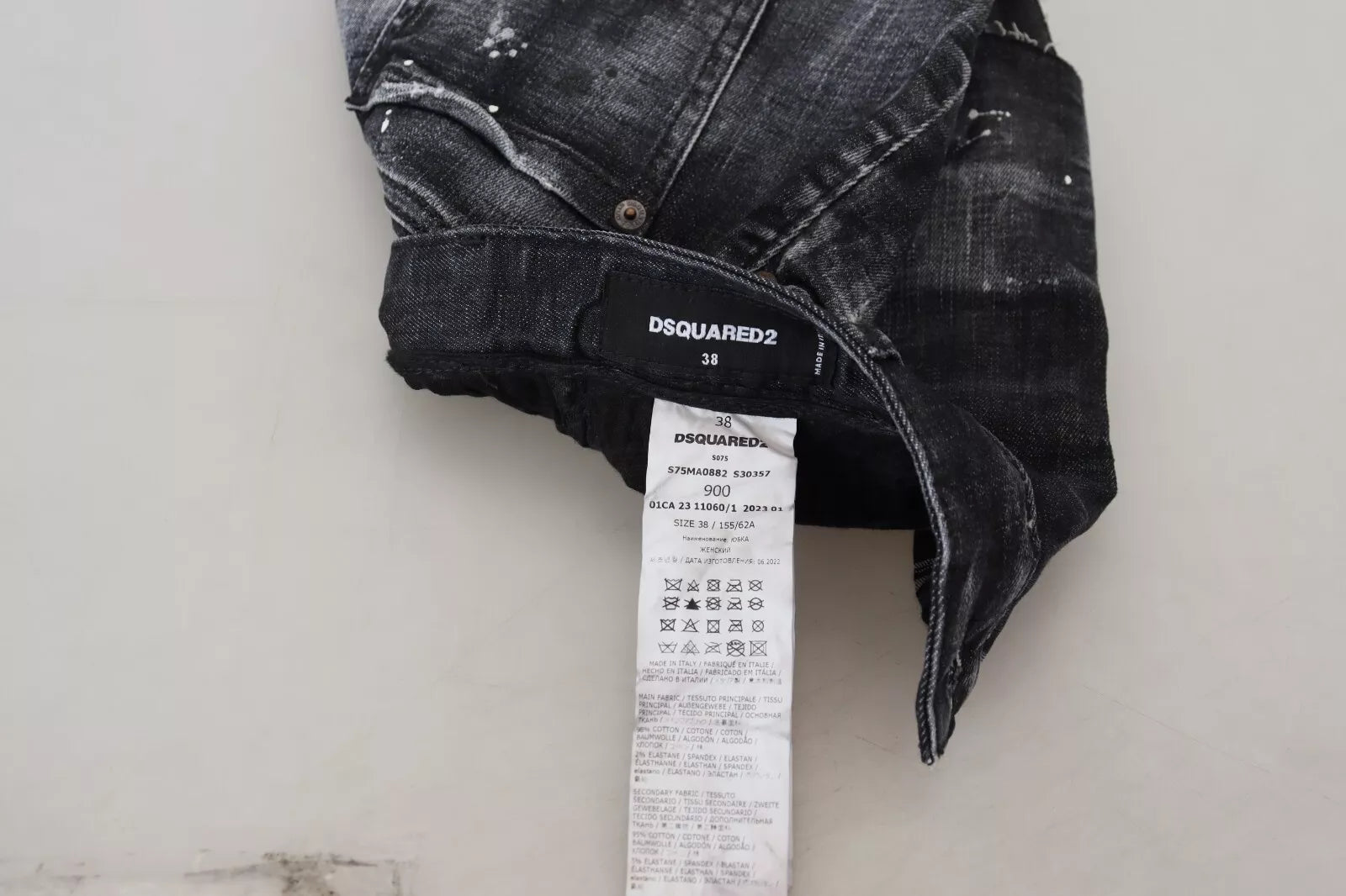 Zwarte geruite hoge taille A-lijn denim minirok