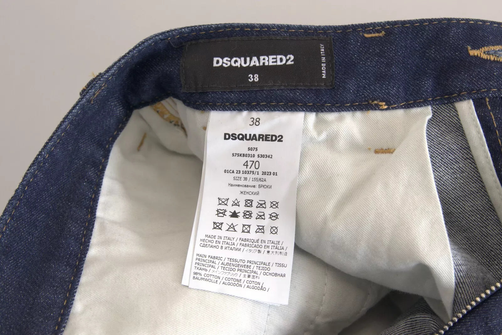 Blauwe katoenen cargo baggy denim jeans met hoge taille