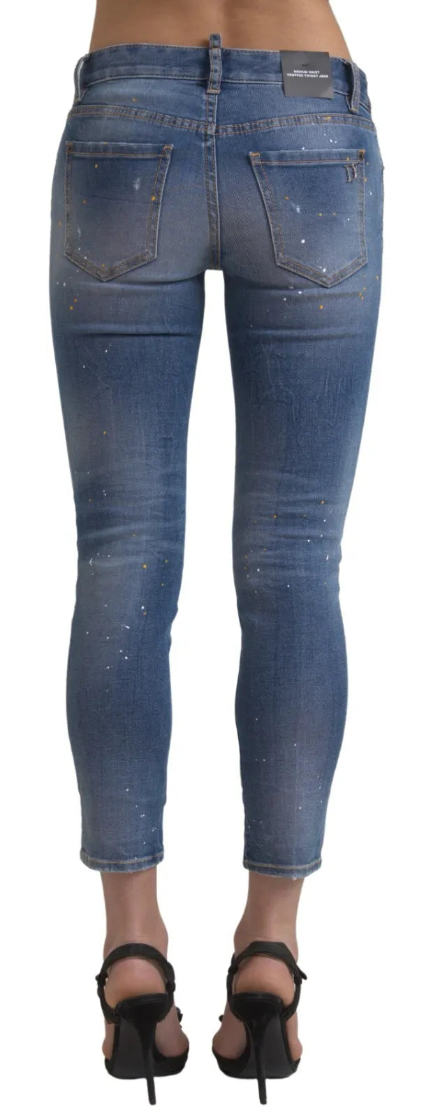 Blauwe Twiggy denim jeans met middelhoge taille en cropped pijpen