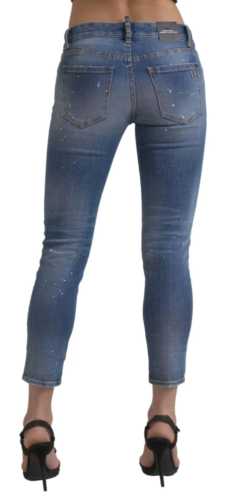 Blauwe Twiggy denim jeans met middelhoge taille en cropped pijpen